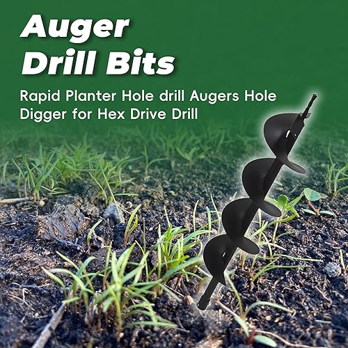 Miniatura 8 de ALL-CARB Broca de taladro de 8 x 31 pulgadas para jardín, broca en espiral, taladro de tierra o excavadora de agujero para paraguas con eje de 34