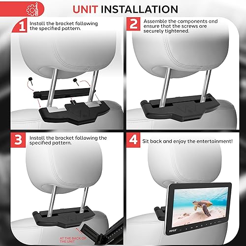 Miniatura 6 de Pyle Monitor universal de montaje para reposacabezas de automóvil, reproductor de CD multimedia de 10.5 pulgadas para vehículos, sistema de