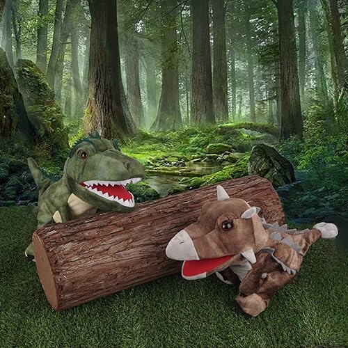 Miniatura 5 de Marionetas de mano de dinosaurio de felpa, juguete de dinosaurio suave, regalos para niños (2 piezas)