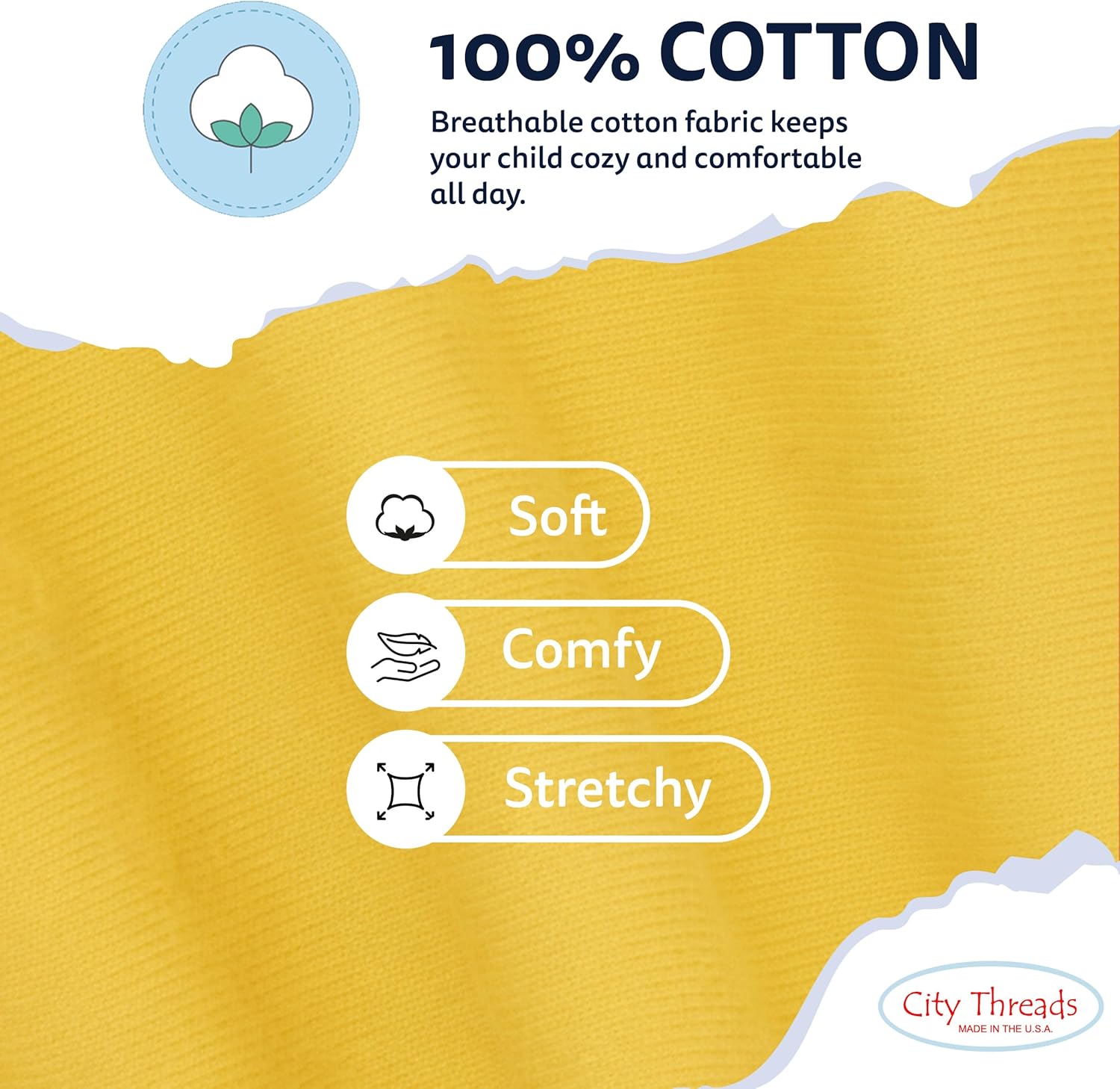 Girls 100% Cotton Leggings – Soft Breathable Baby Rib Pants for School Uniform, Sensory-Friendly Wear, Sensitive Skin Comfort, Everyday Play & Layering Basics (Yellow, 9-12 Months) - Image 6