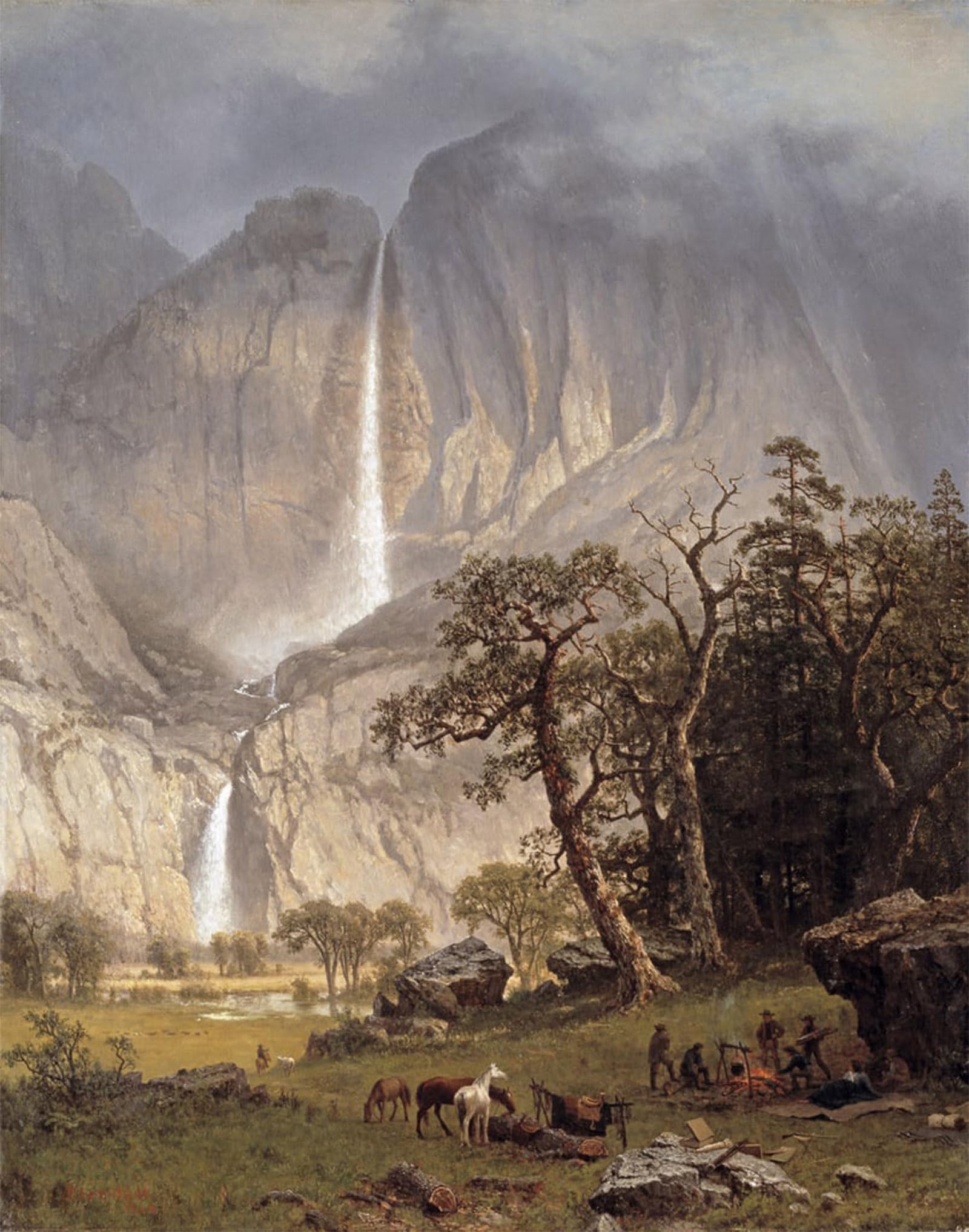 ARTXLXXBN Famous Print Painting Colorful Art Print Cho-looke the Yosemite Fall by Albert Bierstadt Canvas Art Decorations for Home Decor 60x90cm