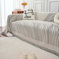 Vista 57 de VClife funda boho de sofá de felpilla para sofá seccional, funda antideslizante para sofá de 2 plazas, protector para mascotas con borlas, funda