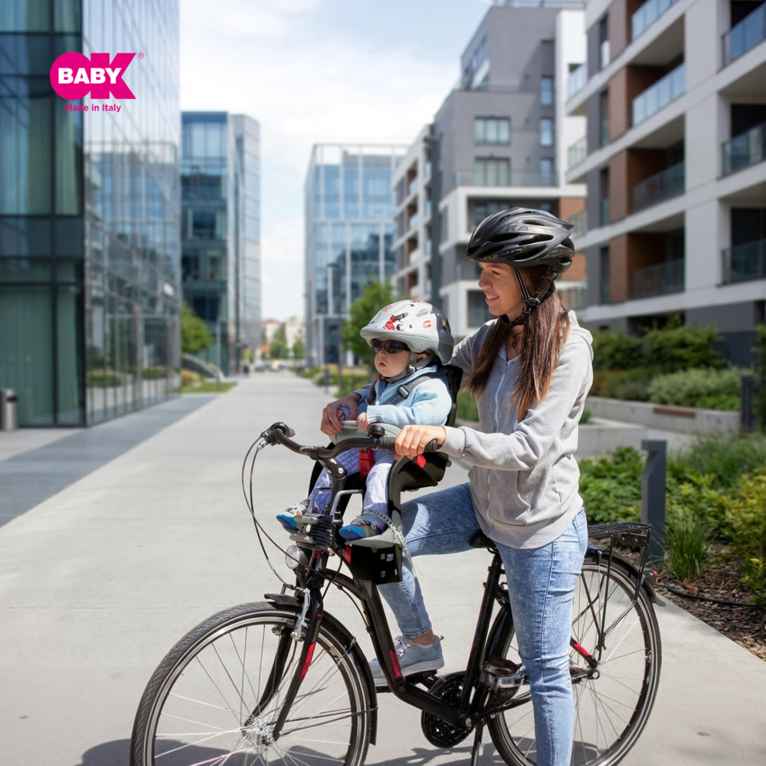 OKBABY Orion - Asiento delantero de bicicleta para niños- Sujeción en la barra de dirección - para bebés de 7/8 meses (15 kg)