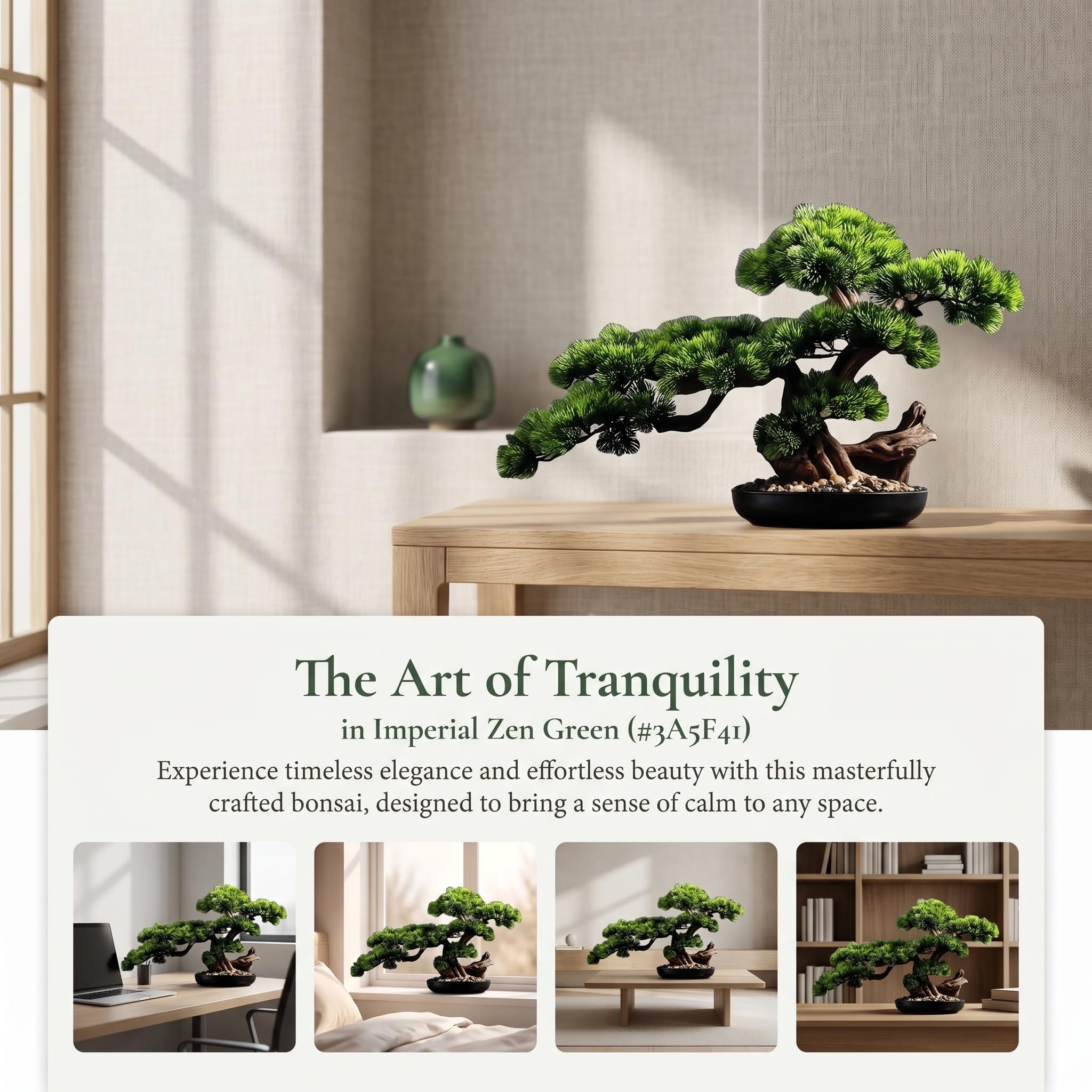Pino Bonsai Artificiale Realistico - Pianta Finta Perfetta per La Decorazione di Giardini Zen in Casa E Ufficio, A Bassa Manutenzione.