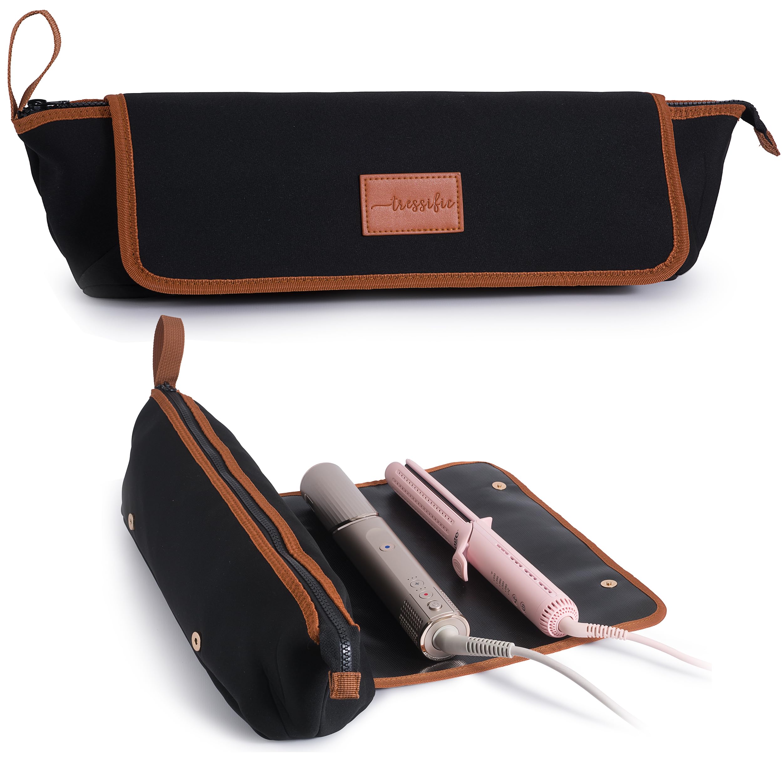 tressific Heat Resistant Hair Tools Travel Bag | 17-Inch Extra Long Storage Case for Curling Irons, Flat Irons, and Styler Brushes | Padded Protective
