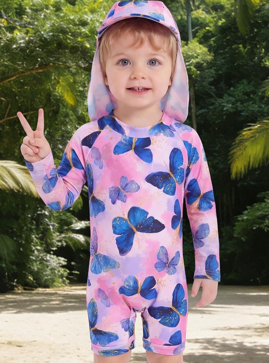 Toddler Baby Girls Kids Long Sleeve Swimwear Infant Bathing Suit Newborn Rash Guard Swimsuit, Size 0-24 Month 2 3t