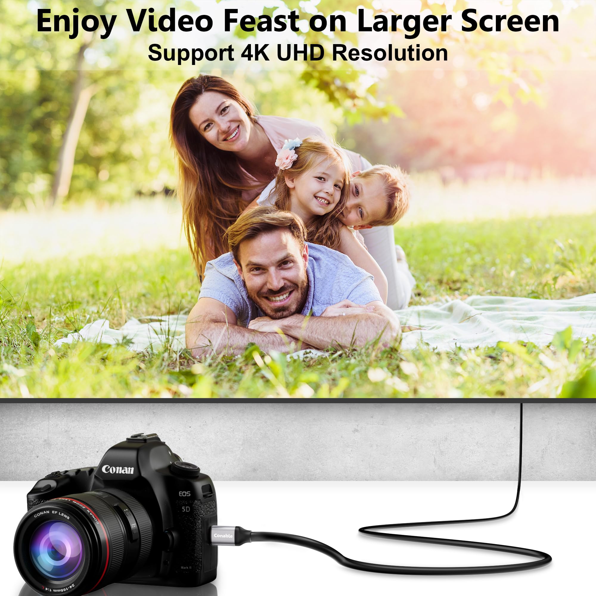 Cavo da micro HDMI a HDMI 2,4 m, cavo ad alta velocità Full HDMI a Micro HDMI, supporta 4K a 60Hz HDR ARC, compatibile con GoPro Hero, fotocamera sportiva, Raspberry Pi 4, fotocamera Sony, Nikon, Yoga