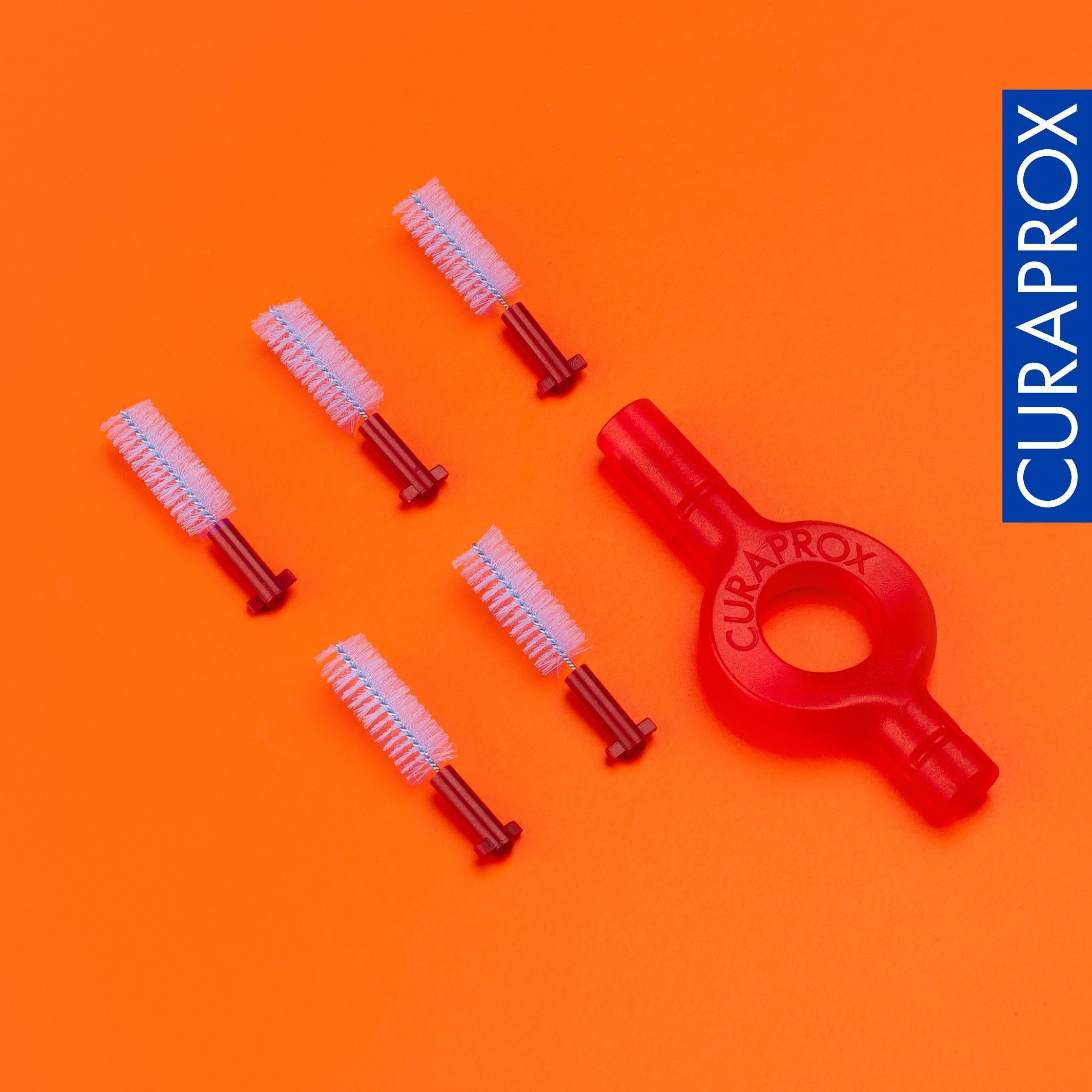 Curaprox Interdental Brush Set CPS 405 Perio Start - Per spazi vuoti più grandi e cura delle gengive/Include 5 spazzole e supporti doppi/Rosa ciliegia/Made in Switzerland