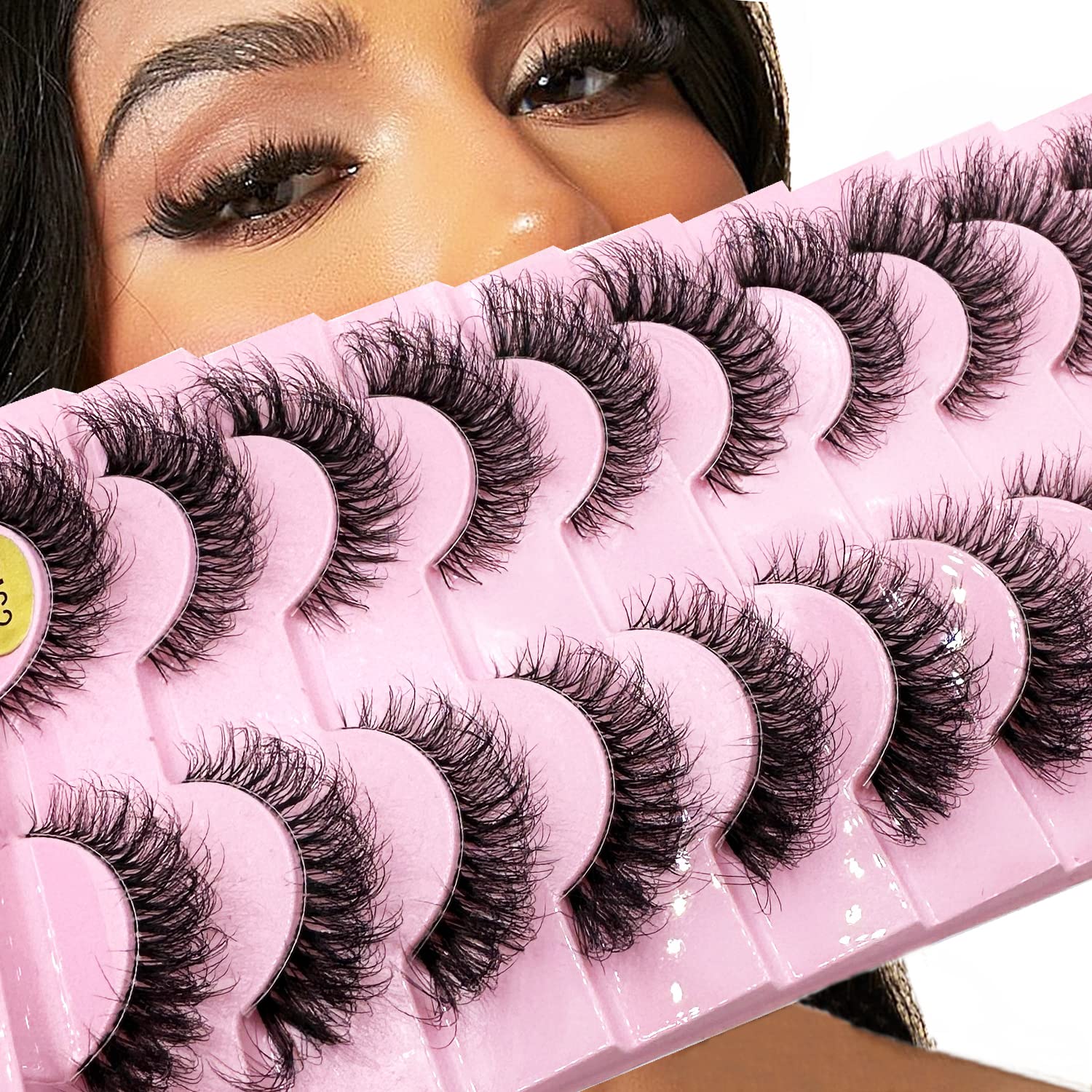 AMSDCN Wholesale 10 pairs Natural Long Fake Eyelashes cilios 3d Faux Mink Lashes Fluffy eyelashes Makeup Cat Eye Lashes maquiagem (10pairs-M62)