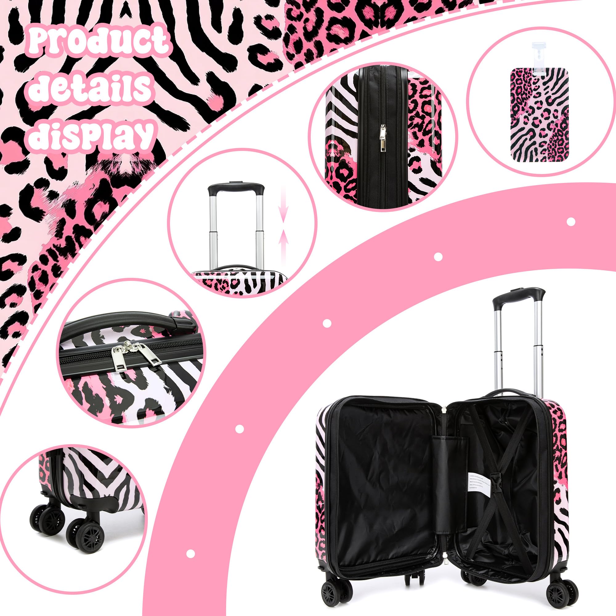 HTgroce Valigia per Bambina EasyJet Set 2 Pezzi Trolley Bagaglio a mano 4 Ruote