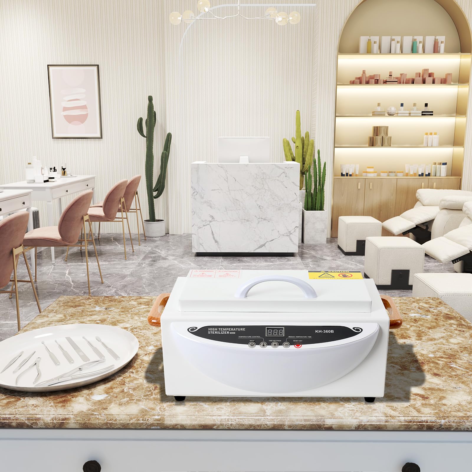 Stérilisateur à air chaud 500 W - 220 °C - Haute température - Chaleur sèche - Stérilisateur d'ongles avec minuterie - Pour cosmétiques, salon de pédicure, salon de coiffure