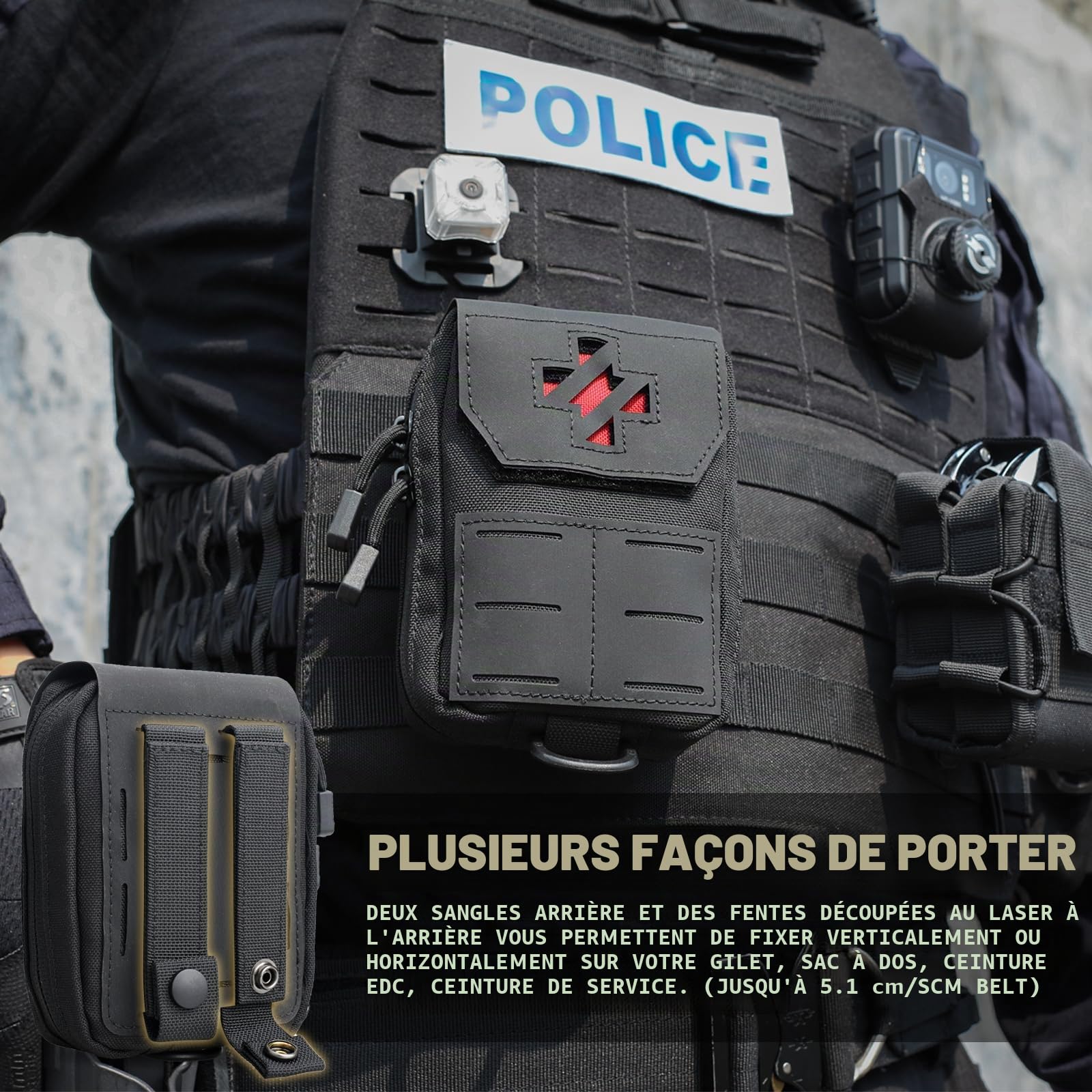 WYNEX Pochette de Premiers Secours Tactique Mini Sac de Secours Ifak Poche Molle de Survie Militaire Poche de Ceinture pour Premiers Soins Petite Pochette Médical(Vide)