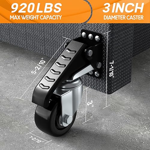 Miniatura 3 de SOLEJAZZ Ruedas retráctiles para banco de trabajo, 920 libras, juego de 4 rodillos de montaje lateral resistentes, ruedas giratorias de 3 pulgadas