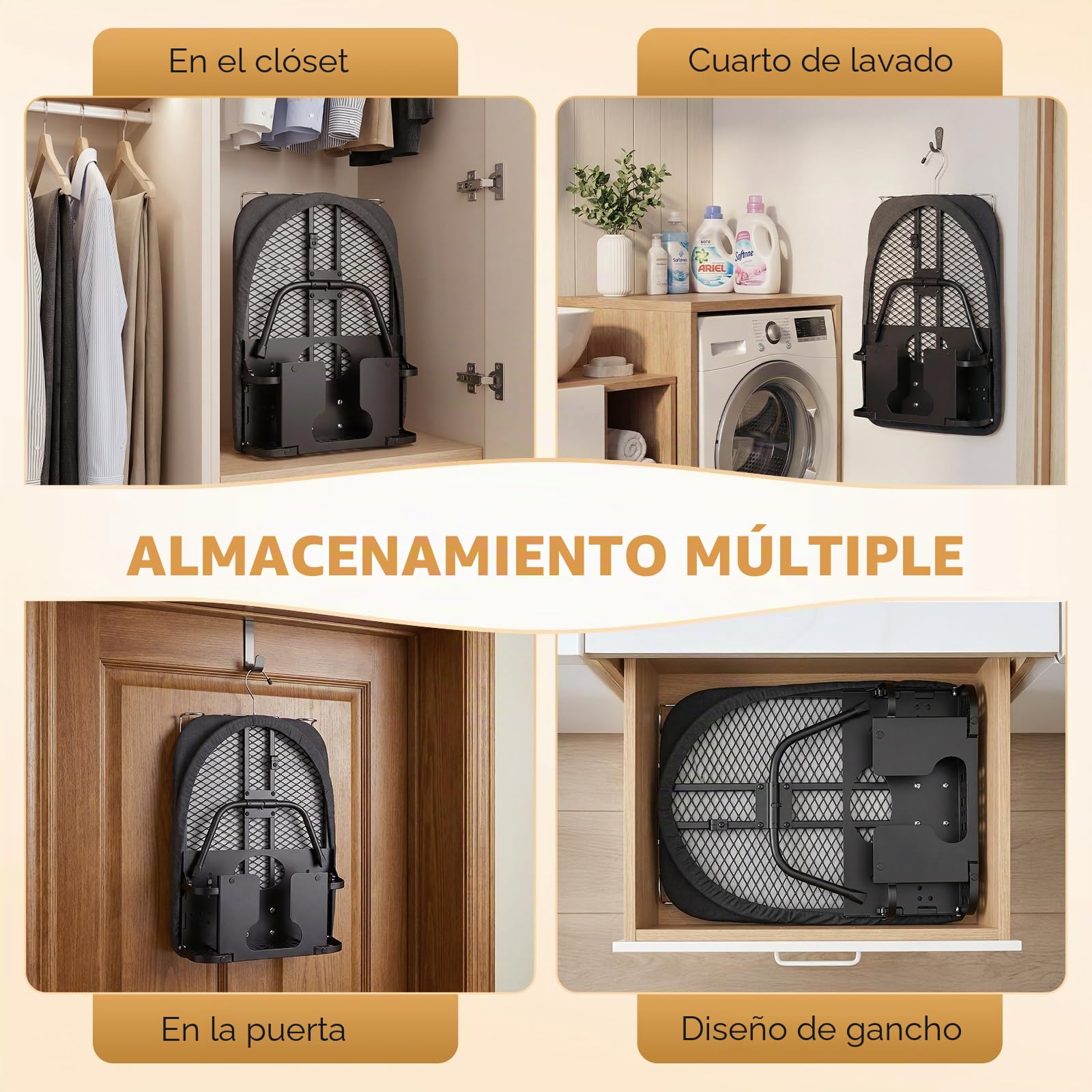 Tabla de Planchar Plegable con Reposa-Plancha y Soporte, Mini Tabla de Planchar Plegable con Patas Antideslizantes y Funda Resistente al Calor, Compacta 82,5 x 31,5 cm, Ahorra Espacio Funda de Algodón