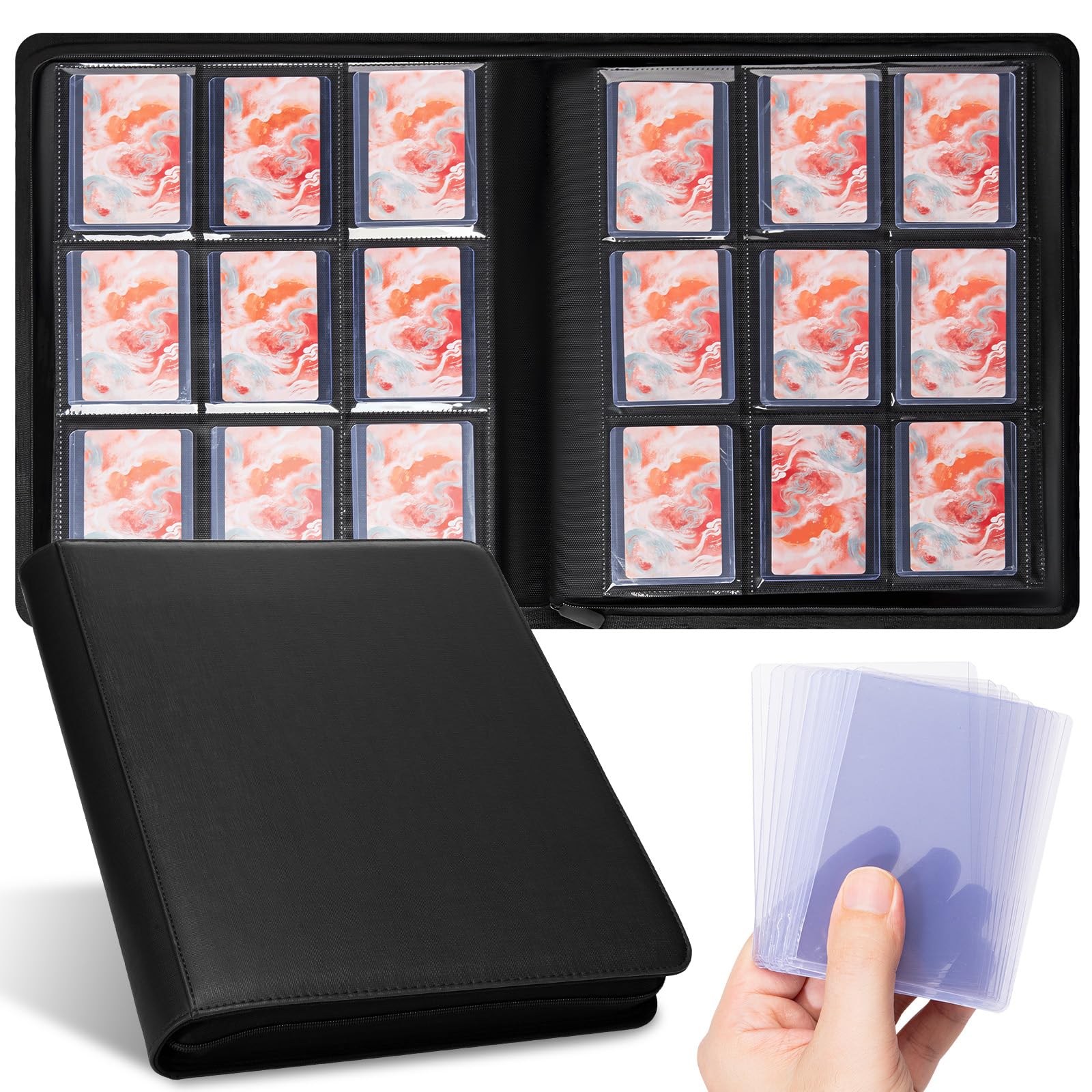 card binder that fits top loaders Amazon.com: Toploader Binder,Toploader Hard Cases, 9-Pocket Pages Sleeves  Hold up 288 Cards.Toploader Card Binder with Sleeves for “3×4” rigid，Card  Holder(black) : Toys & Games main image 1