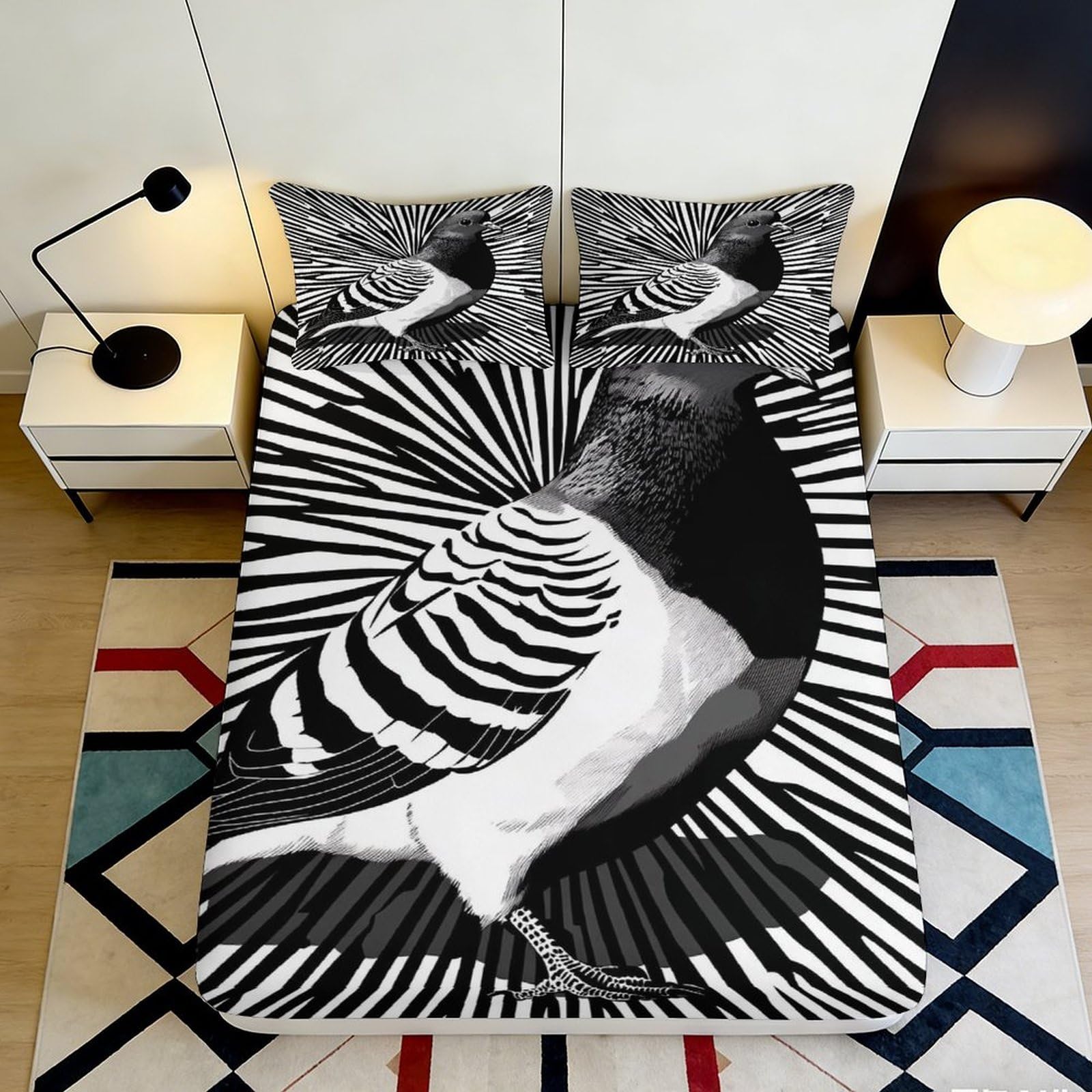 3D Printed Zebra Pattern Fitted Sheet Microfiber Deep Pocket Full Wrap Non-Slip Bedroom Zebra Mattress Fitted Cover Washable 90x200x25cm