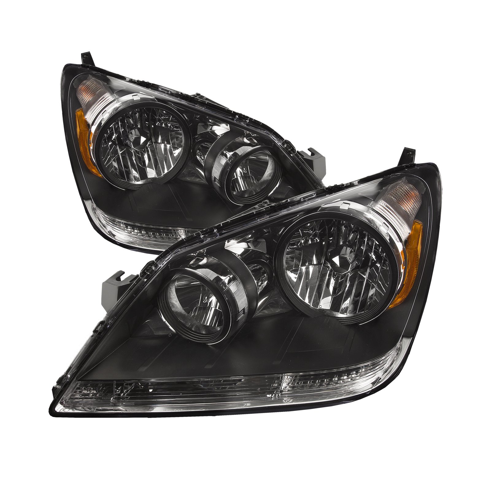 HEADLIGHTSDEPOT Black Housing Halogen Left and Right Headlights Pair Compatible with Tiffin Phaeton 2011-2014