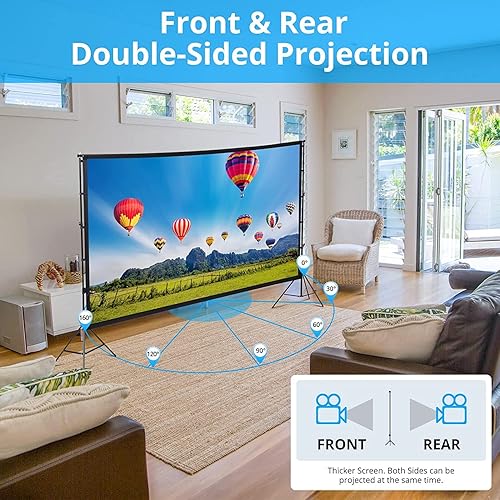 Miniatura 3 de Projector Screen with Stand, 100 inch Portable Projection Screen, 169 4K HD Rear &amp; Front Projections Movies Screen with Carry Bag, for Indoor