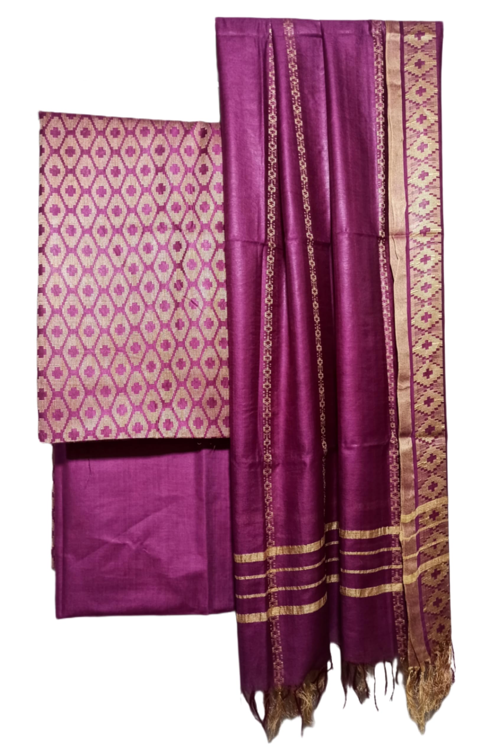 Women's Cotton Silk Handloom Weaving Unstitched Salwar Suit Dress Material With Dupatta-image-9