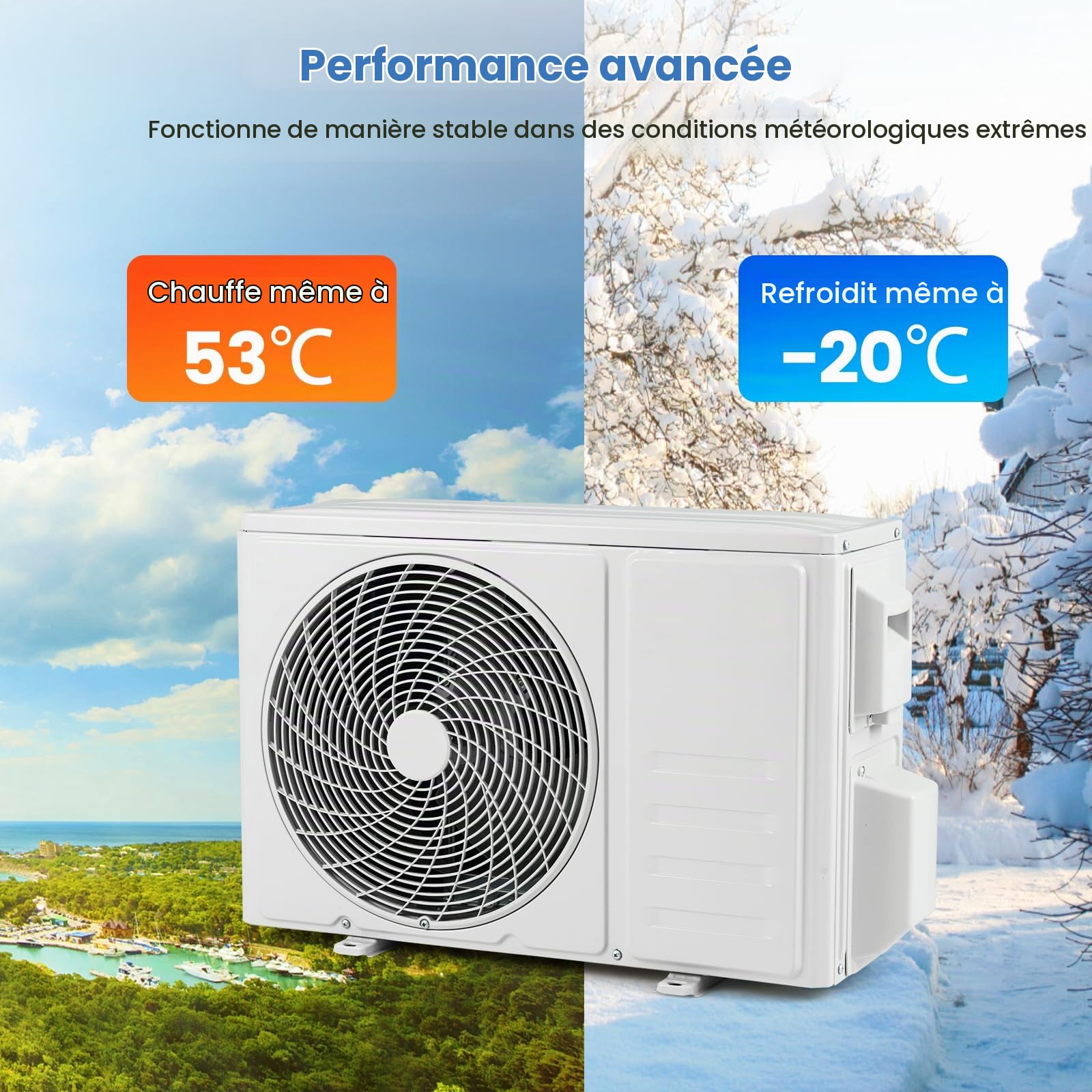 SOARS Climatiseur Reversible 9000 BTU R32 A++, Climatiseur Mural Split Eco avec Fonction Chauffage/Refroidissement/Déshumidification, 7 Modes, 8 Vitesse de Vent, Minuterie 24H, Accessoires Incluses