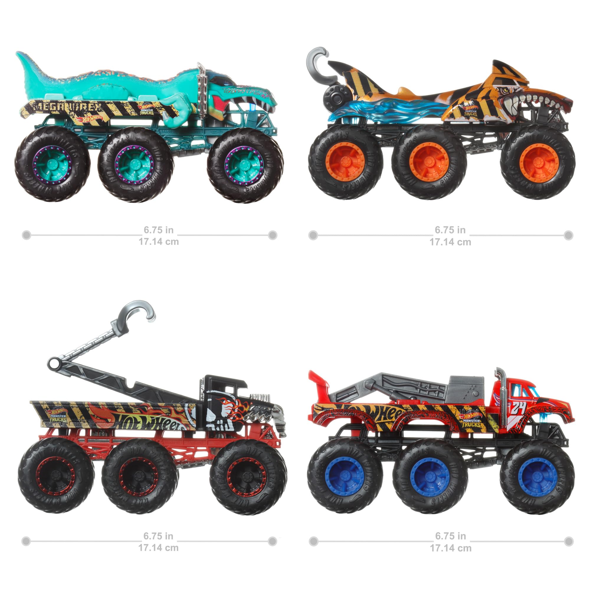 Hot Wheels Monster Trucks – Grandi Tir, camion die-cast 1:64 con 6 ruote (Un modello a sorpresa tra stili assortiti), può trasportare o trainare altri veicoli, giocattolo per bambini 3+, HWN86