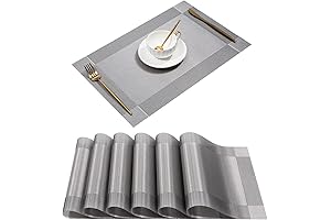U'Artlines Placemat Crossweave Woven Vinyl Non-Slip Heat Insulation Washable Table Mats Set