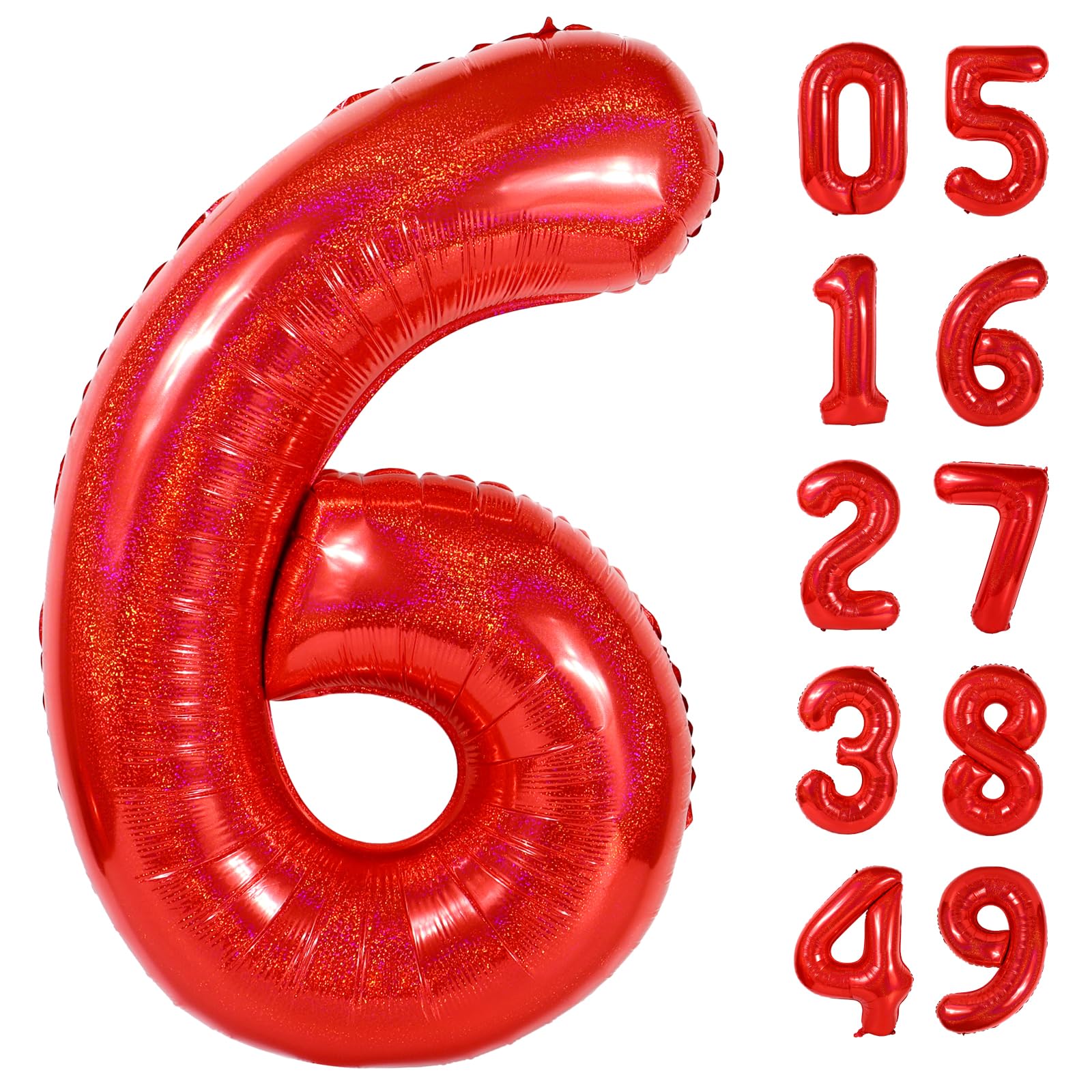 Laser Red 6 Balloon - Number Balloon 40 Inch, 6th Hot Pink Decorations