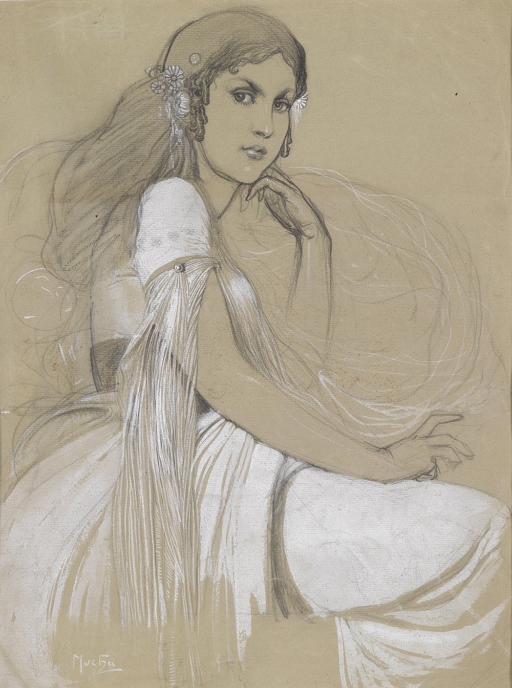 Pintura Jaroslava Mucha de Alphonse Mucha enmarcada, arte pequeño para el hogar