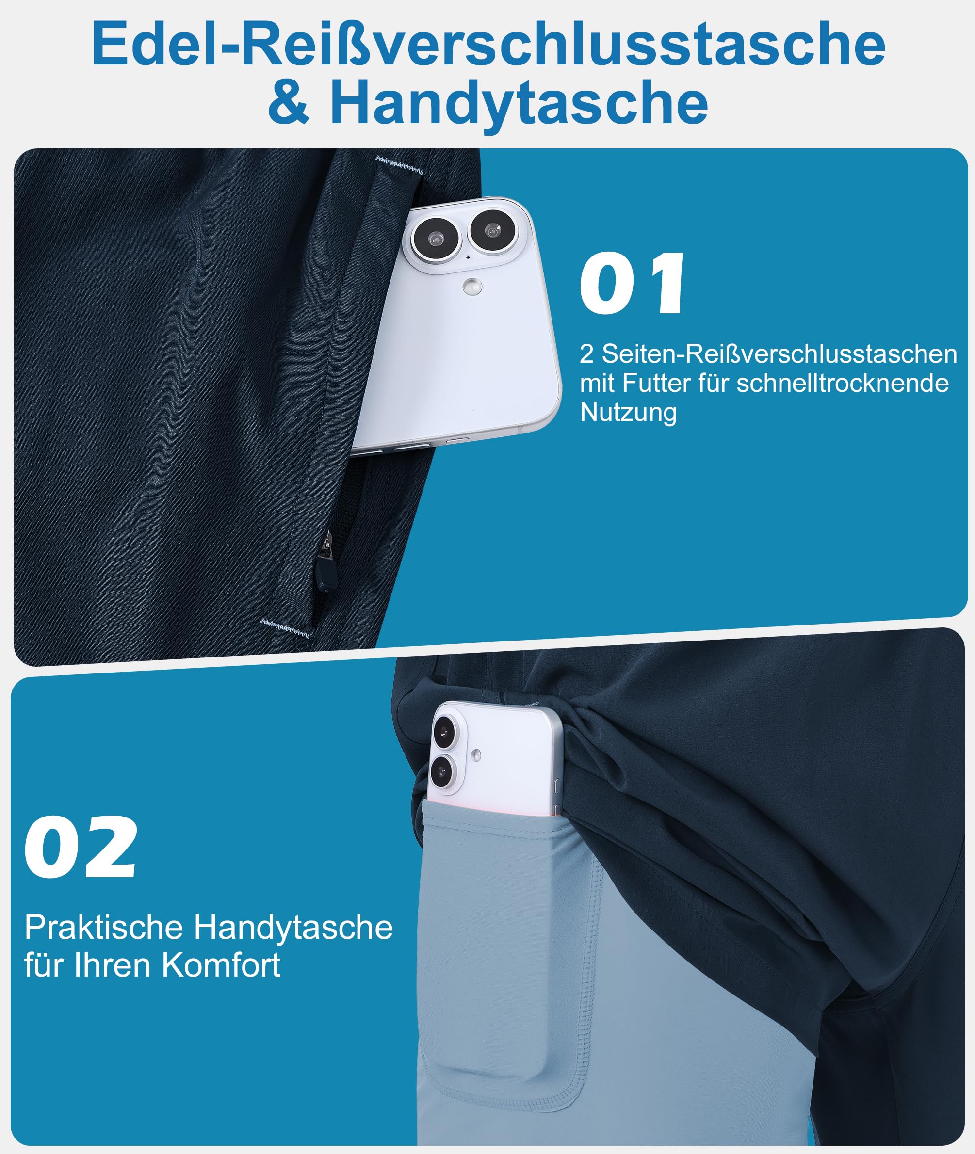 Zoofly Short de bain pour homme - Doublure de compression - Séchage rapide - Avec poches - 5