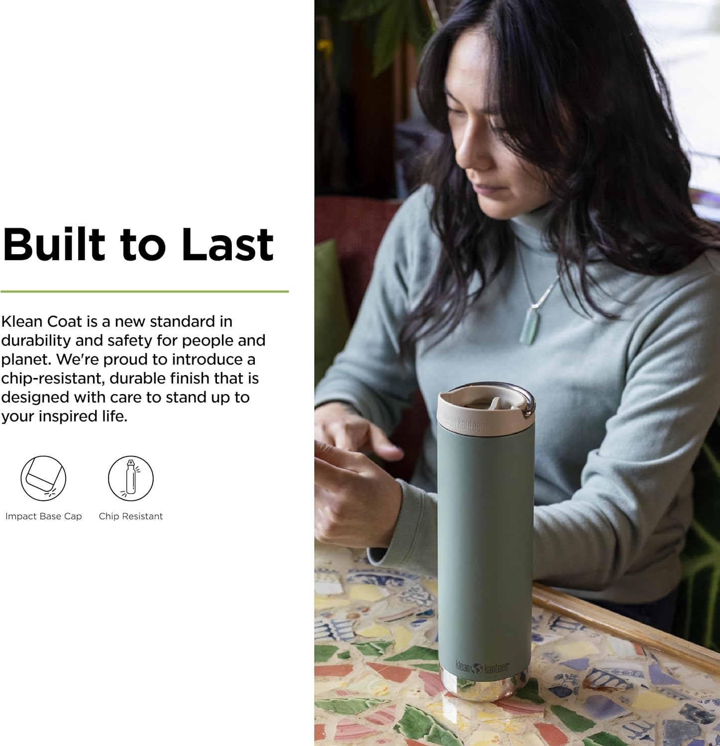 Klean Kanteen 20oz TKWide Insulated Coffee Tumbler with Café Cap - Sea Spray - Image 3