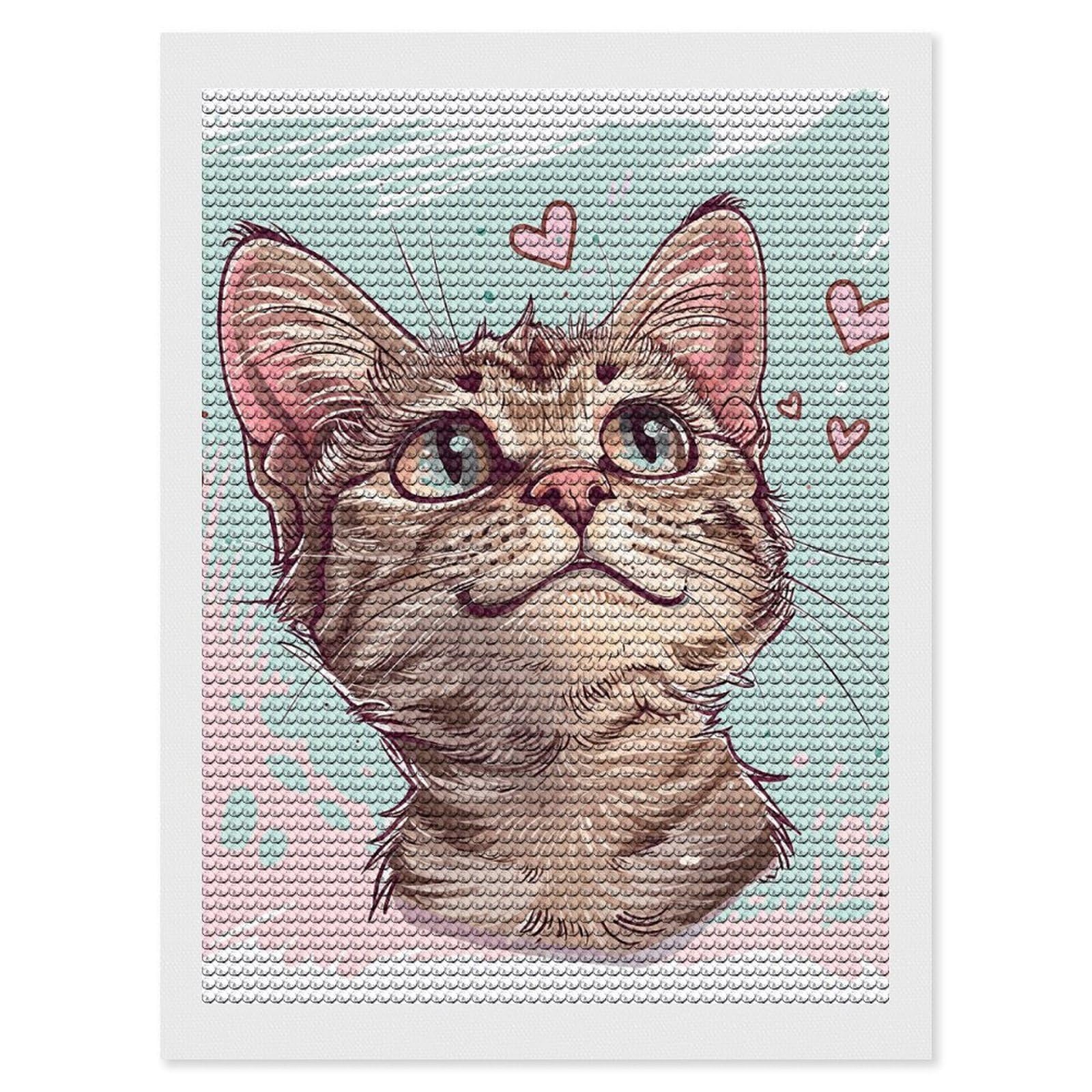 DWVTSLH Heart Shaped Cat Diamond Painting Kits for Adults, Personalized Diamond Photo Art Full Drill, DIY 5D Diamond Art Painting Kits for Beginners, Home Wall Decor 12"x16"