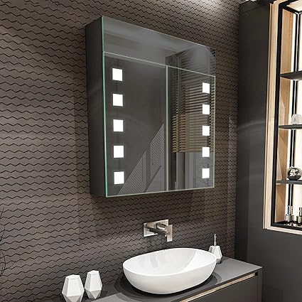 Artforma Armoire Pour De Salle De Bain Avec Miroir Et Eclairage Led Avec 2 Porte 66x72x16 6 Cm 17 Decors Au Choix Murale Amazon Fr Cuisine Et Maison