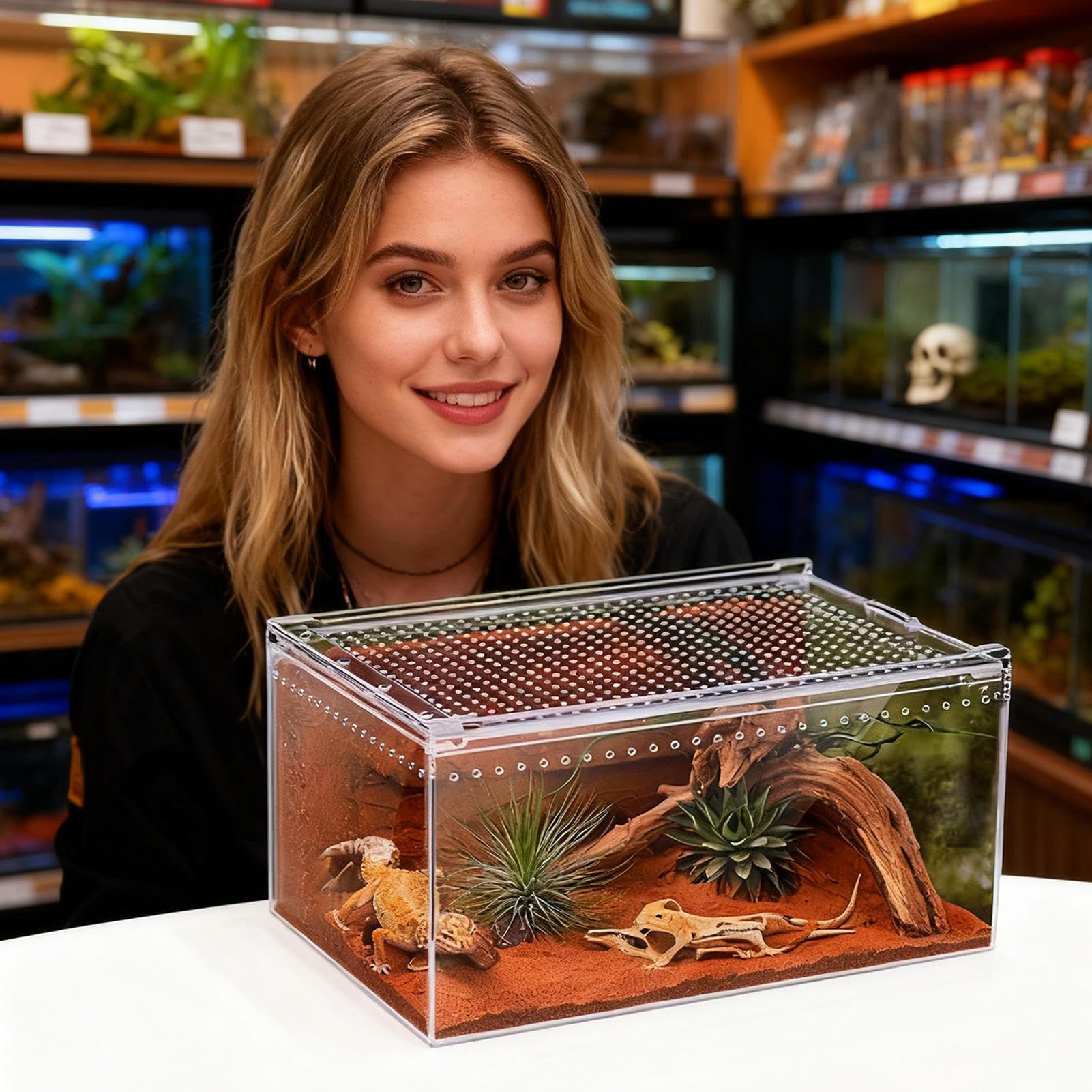 Terrarium Dla Gadów Akrylowe Wentylowane Przezroczyste Terrarium Dla Gadów | Klatka Dla Pająków I Terrarium Dla Modliszek Dla Płazów Żab Krabów Gekonów Węży Żółwi Agam Brodatych Do Wnętrz