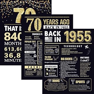 70th Birthday Gifts for Men 1955 Birthday Decorations 3 Pieces 11 x 14 Back in 1955 Posters 70 Years Ago Party Decorations Supplies Large Sign Home Decor for Men and Women