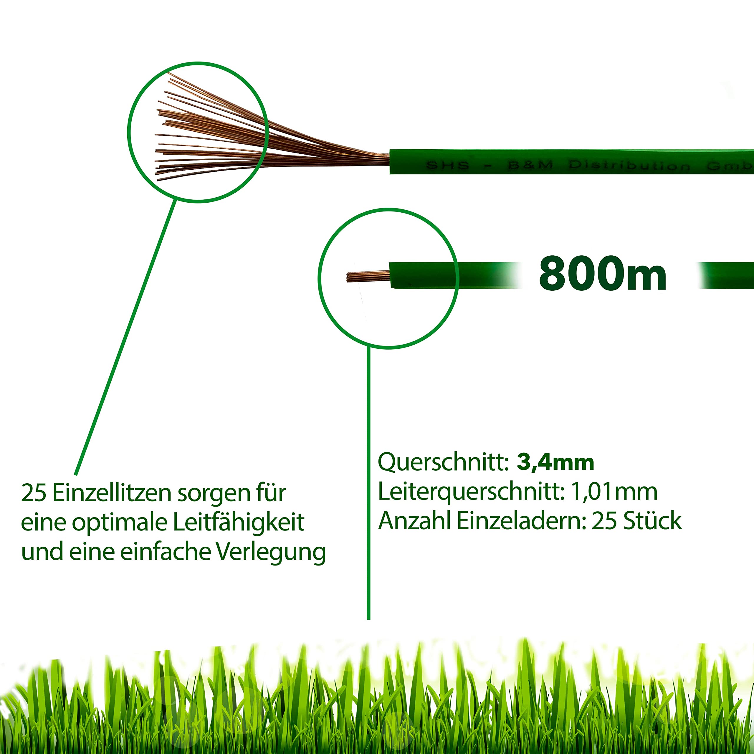 Kabel ograniczający do kosiarek automatycznych, zestaw akcesoriów, drut ograniczający do kabla wyszukiwania – kompatybilny z Gardena/Bosch/HUSQVARNA/WORX/HONDA/ROBOMOW/Ø 3,4 mm