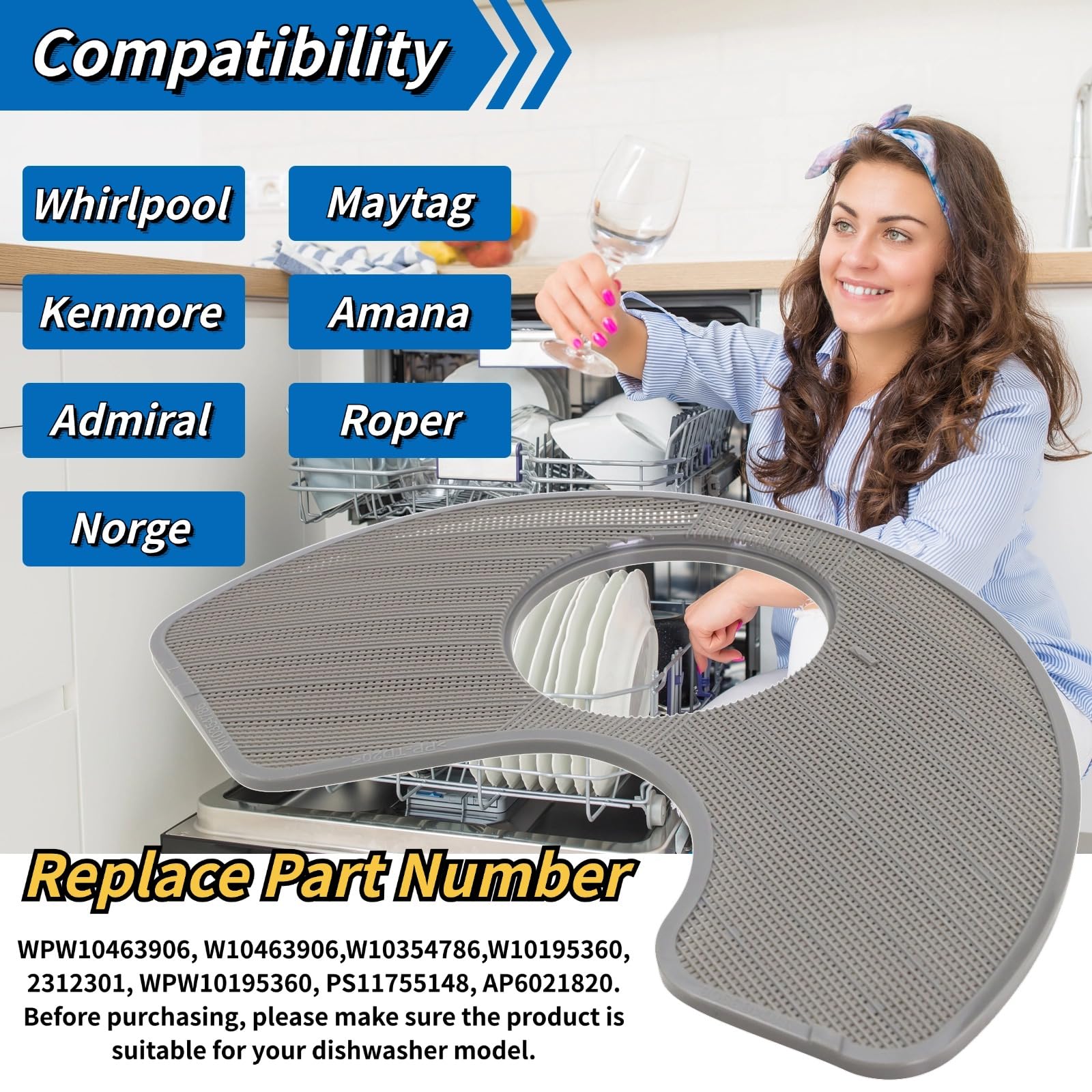 Set Filtro Lavastoviglie OEM 2 Pezzi Per Whirlpool, KitchenAid, Kenmore, Codici W10872845 E W10463906