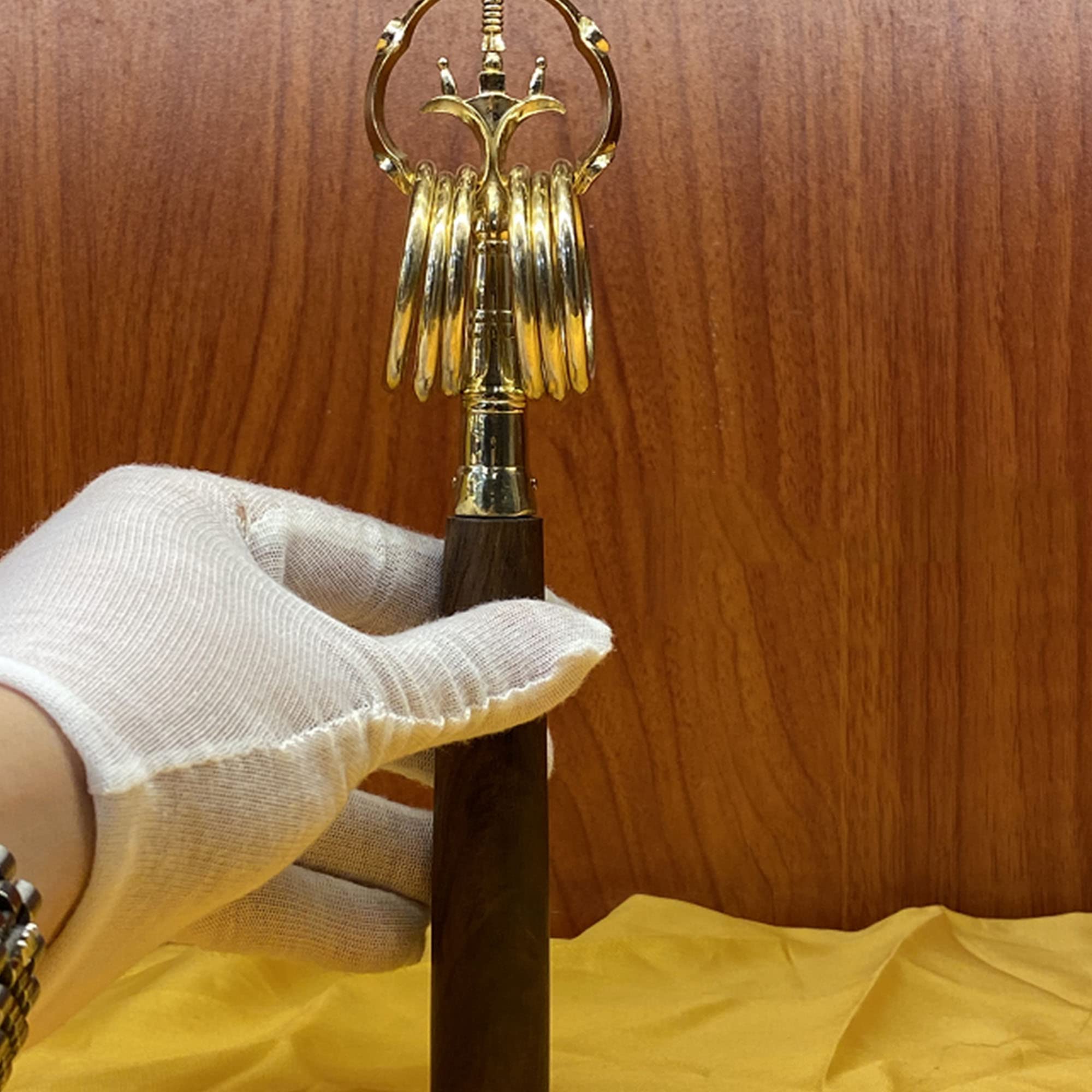 密教法具 寺院用仏具」錫杖 真鍮製磨き仕上げ 23cm 仏具一般 仏壇