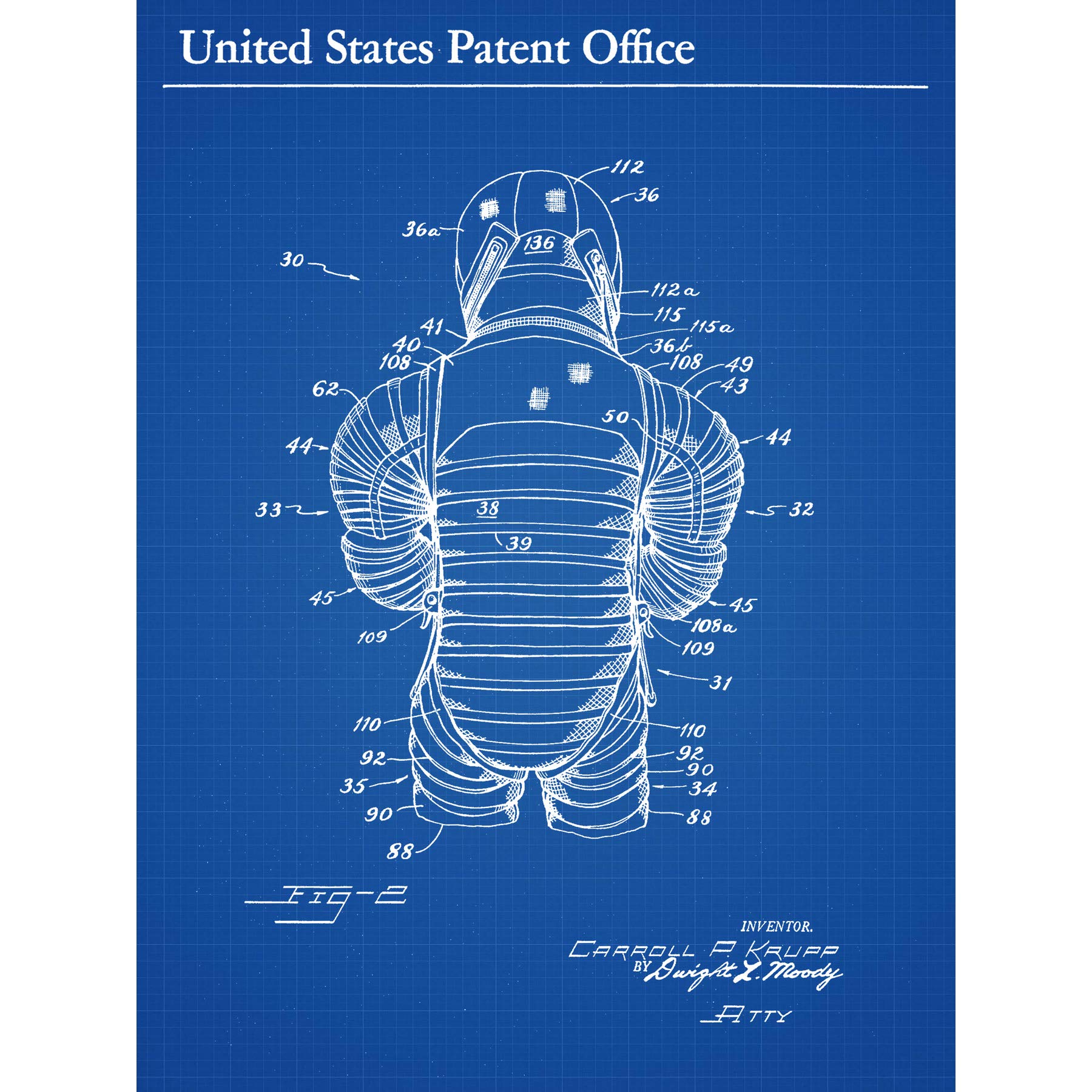 Krupp Goodrich High Altitude Flight Suit Back 1960 Patent Premium Wall Art Canvas Print 18X24 Inch