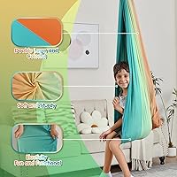 Vista 6 de Sensory Swing, Indoor & Outdoor Sensory Swing for Kids & Adults, Double Layer Therapy Cuddle Swing for Kid with Autism, Holds up to 300lbs Naranja