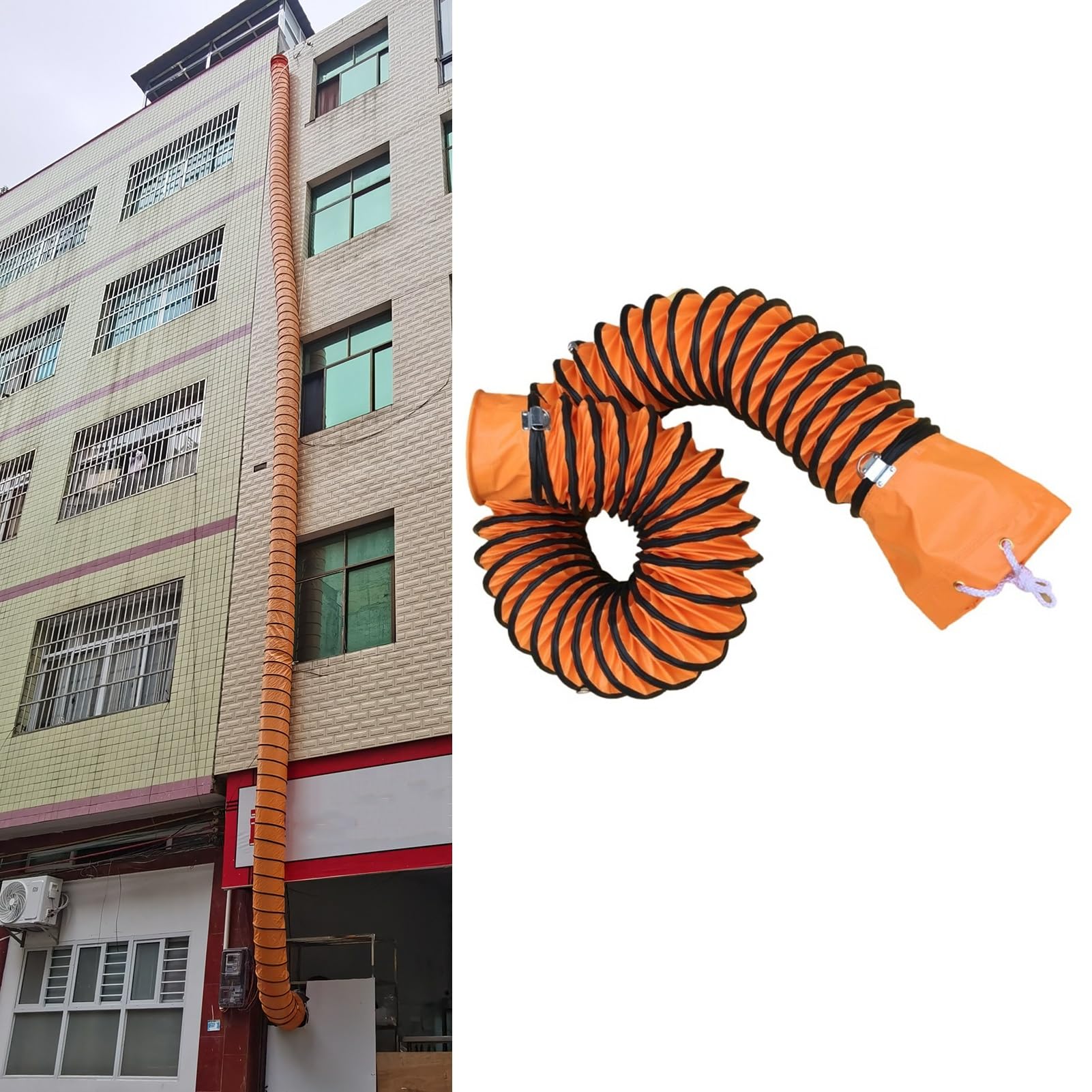 Tubo flessibile regolabile per ventilazione HVAC, cucina/ristorante, tubo di sfiato per ventilatori di scarico, diametro 450 mm, lunghezza 2 m / 6.6ft