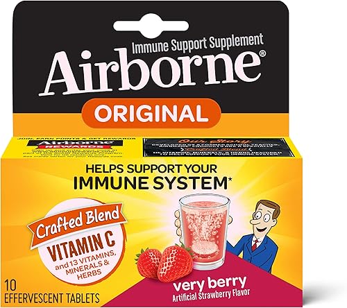 Airborne Fórmula de Salud efervecente 10tabletas, 47865-30112, Frutilla, 1, 1