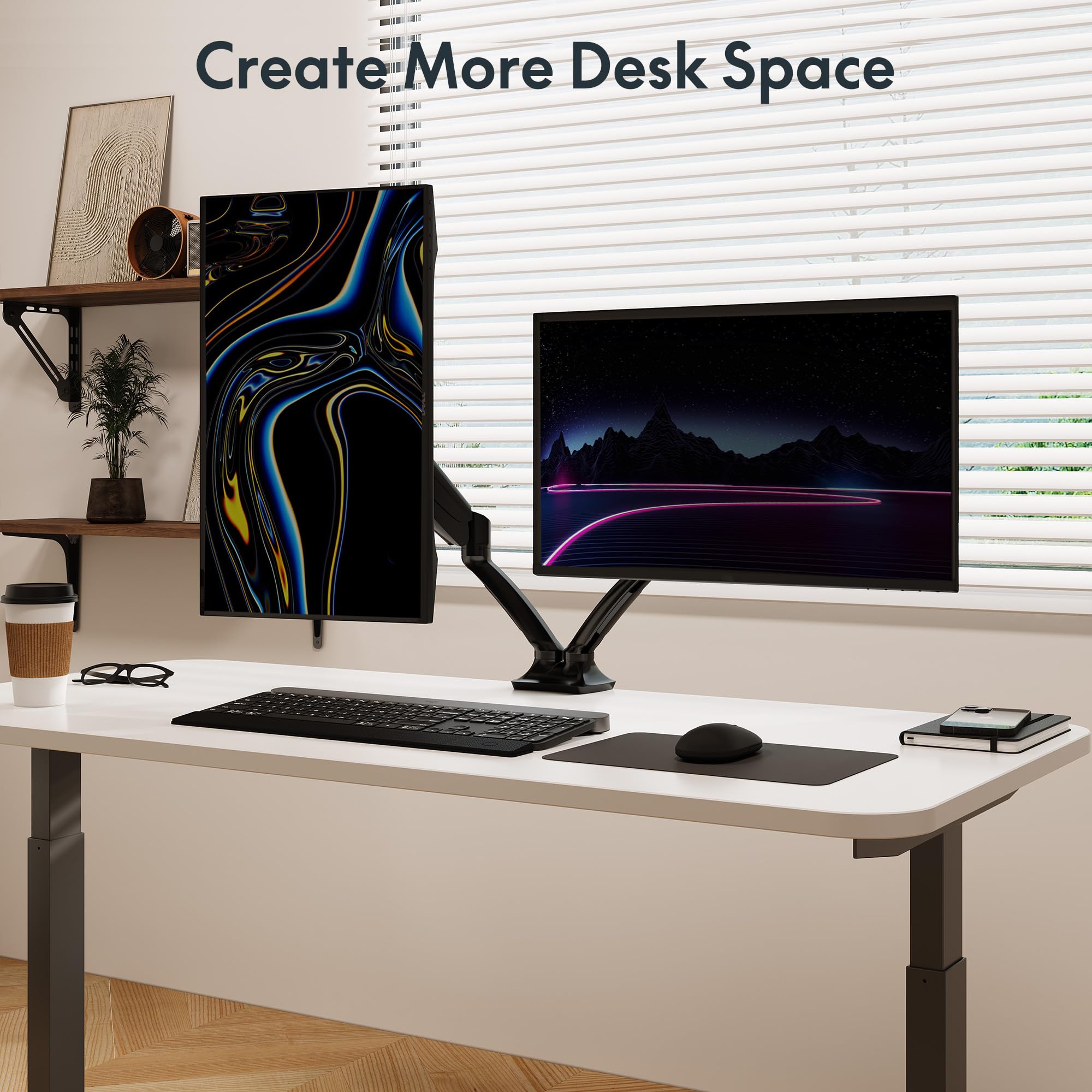 FlexiSpot Dual Monitor Stand for Desk Adjustable Spring Monitor Arm Desk Mount Hold up to 3.3 to 11lbs Vesa Dual Monitor Mount with C Clamp for 10 to 27 Inch Computer Screens