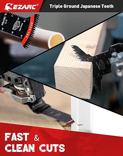 Miniatura 18 de EZARC Juego de 4 hojas de sierra oscilante de titanio, cuchillas multiherramienta de corte por inmersión para tornillos de uñas de metal y madera