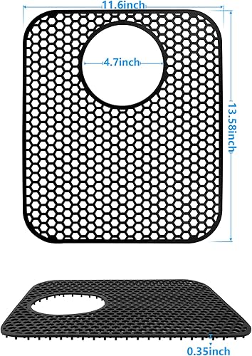 Miniatura 6 de Protectores de fregadero para fregadero de cocina, 2 alfombrillas de cocina de silicona de 13.58 x 11.6 pulgadas, protector inferior antideslizante