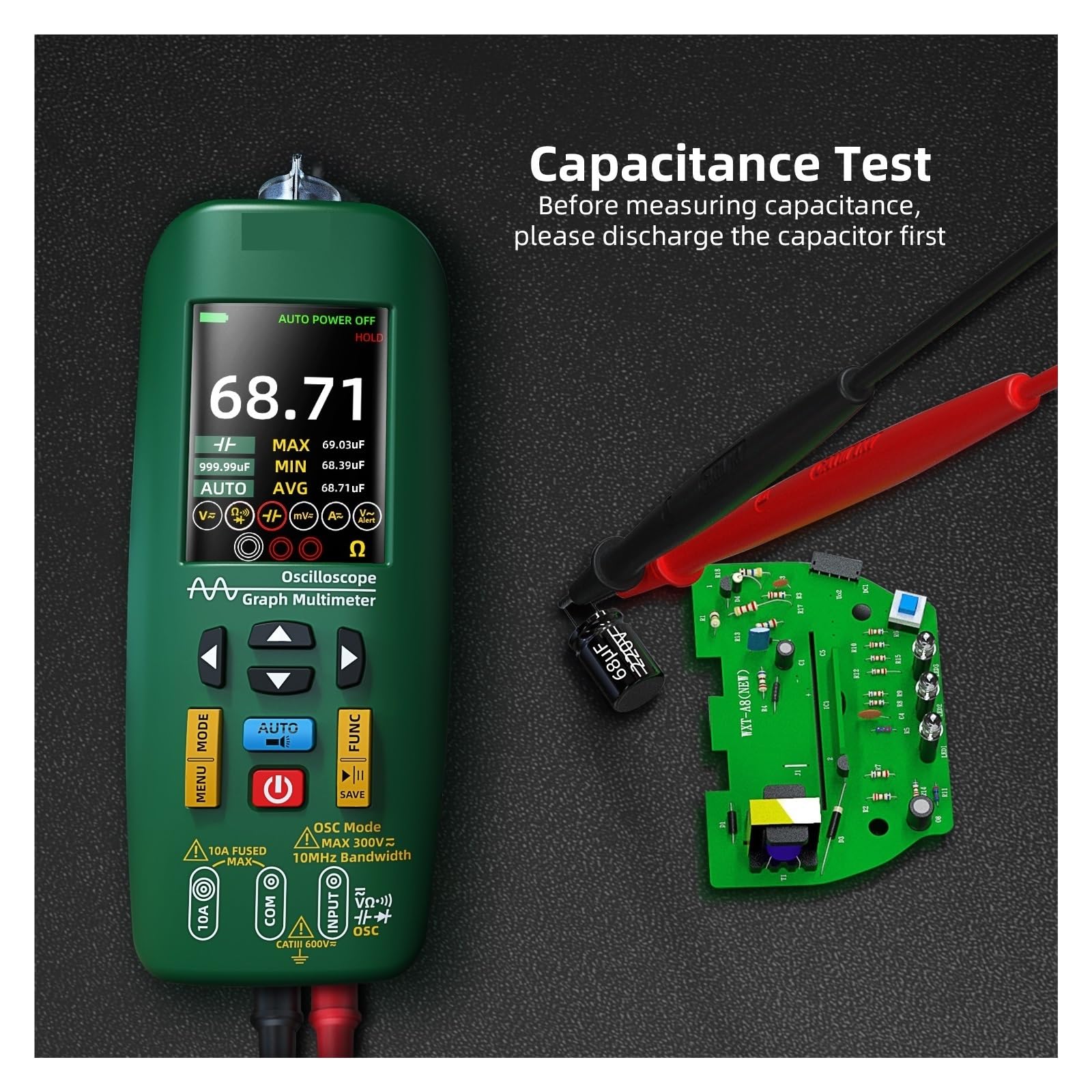 Handoszilloskop, 2-in-1-Hand-Digitaloszilloskop, professionelles Multimeter und Schaltkreistester