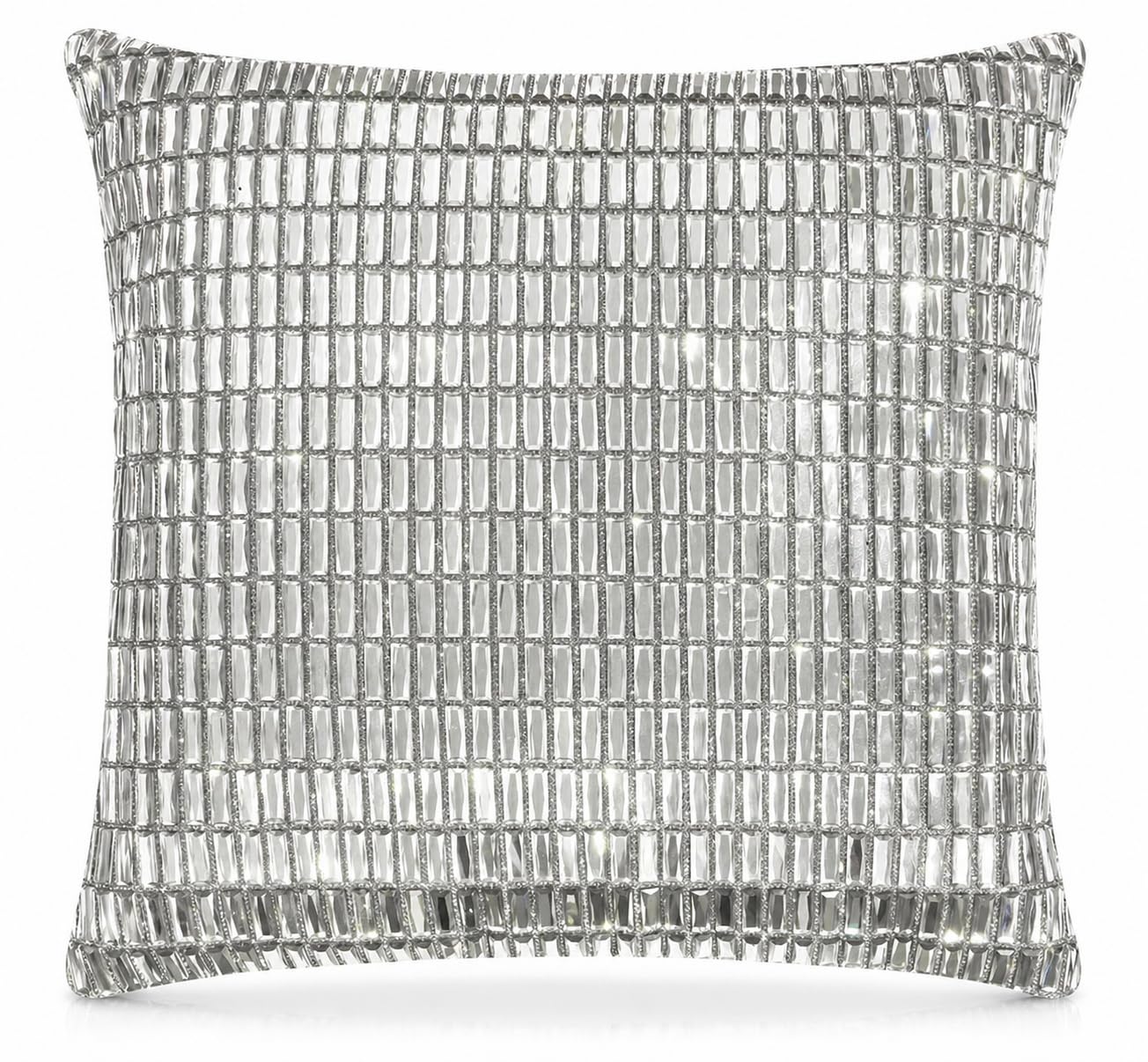 Lux Sparkles London Silver & Grey Rhinestone Velvet Cushion Cover Grey Velvet Back Throw Pillow, Decorative Cushion for Sofa, Bed & Living Room (45x45cm) 18x18Inch — image 1
