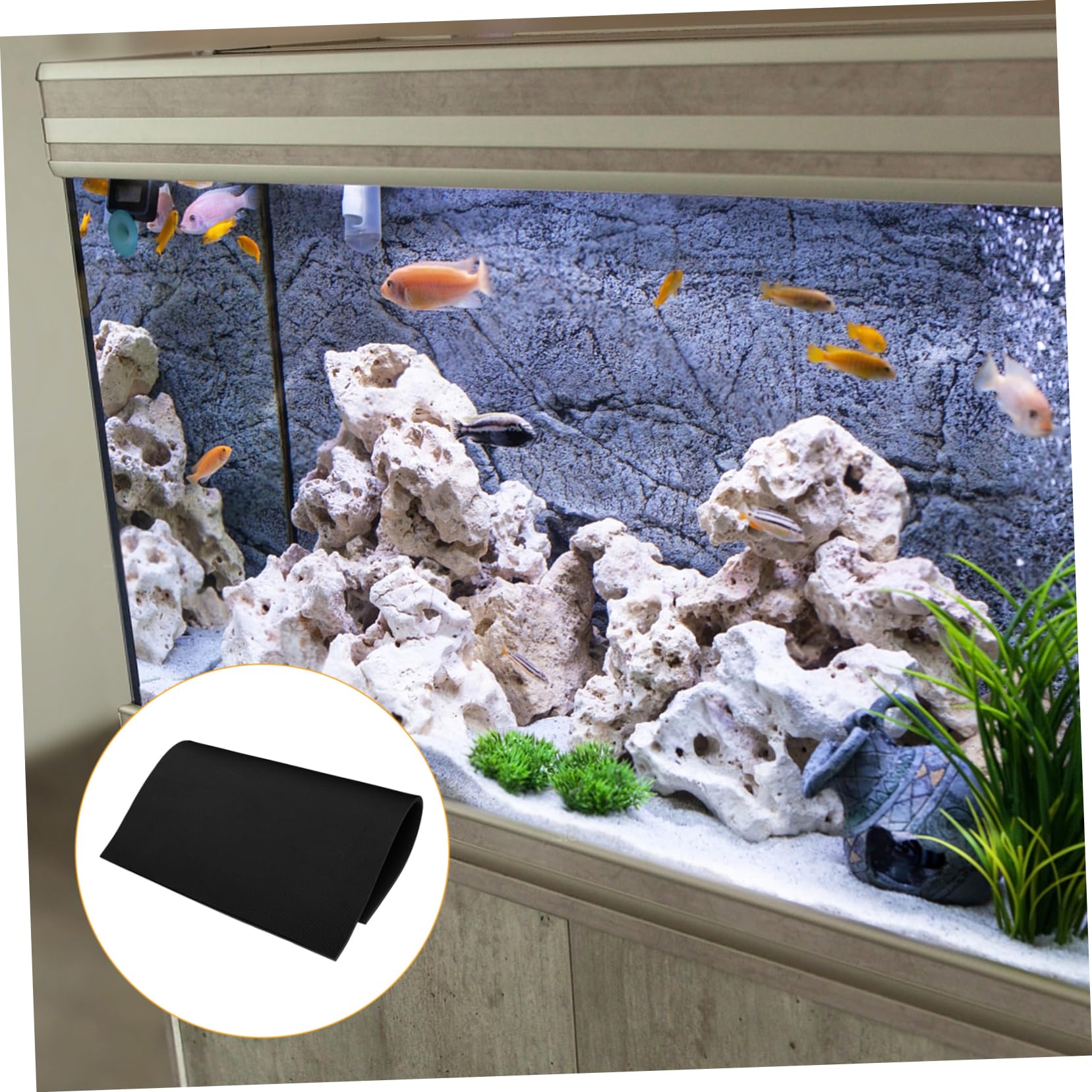 SUPVOX Tapis de Fond pour Aquarium 40x30x0.60cm Tapis Antidérapant en Mousse Épaisse Isolation Thermique Nivellement Réservoir Poissons