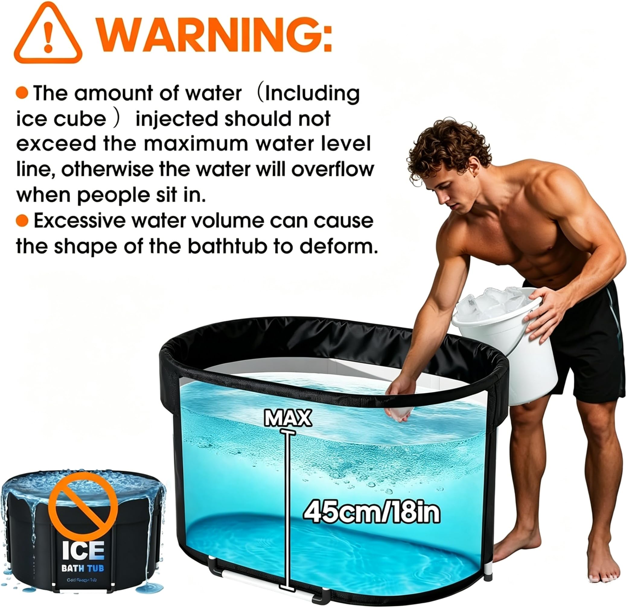 Eisbadwanne für Erwachsene, Eiswanne mit Deckel für Sportler, Badewanne für kalte Therapie Erholung, 105cm Lang