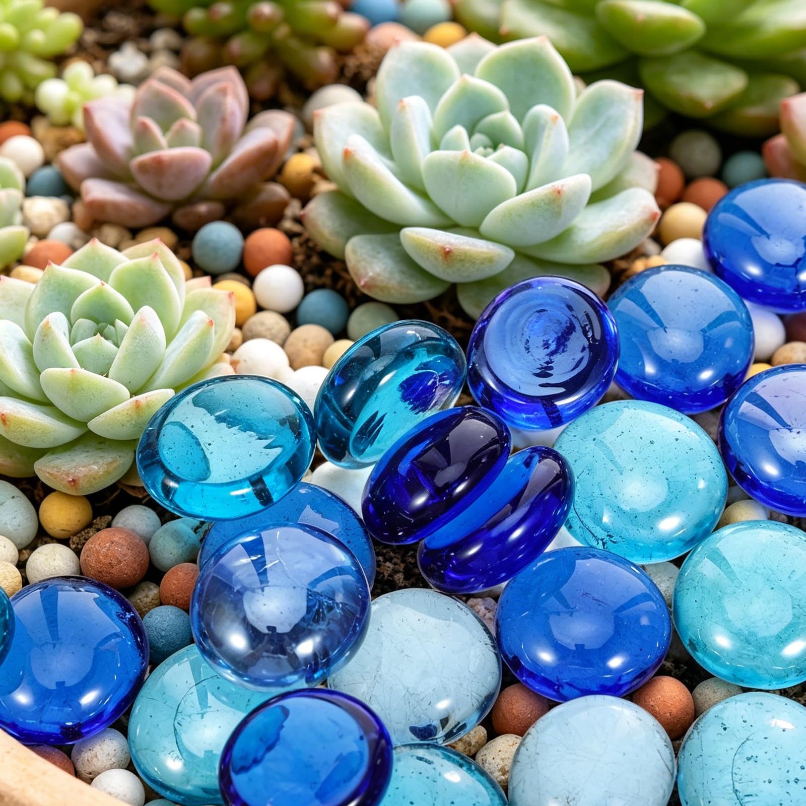 Abaodam Galets Verre Décoratifs Bleus pour Vase Surface Lisse et Plate Poids pour Aquarium Jardin et Décoration Intérieure
