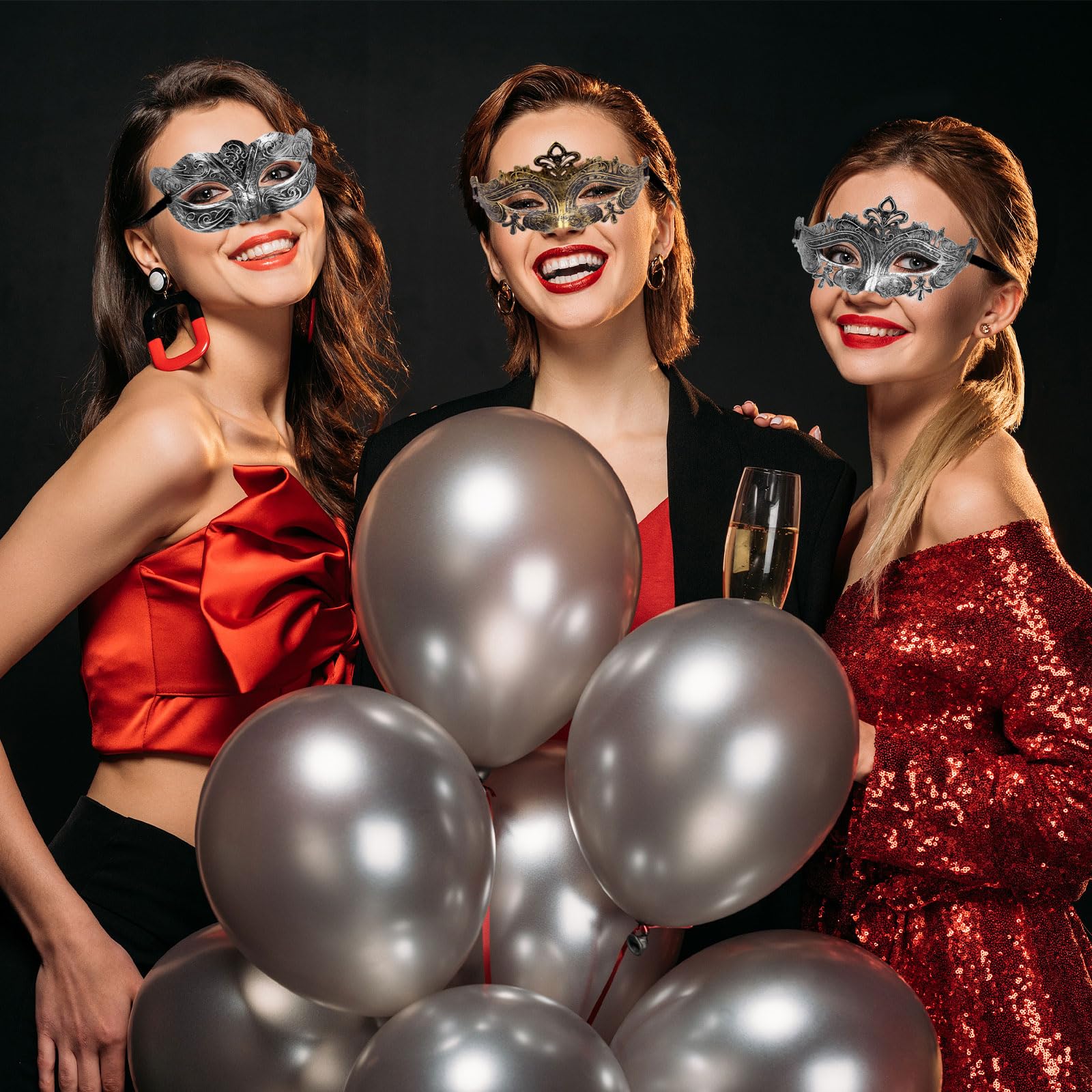 MUNSKT Venetian Mens Masquerade Ball Masks Face Mask for Party Fancy Dress Ball, Masked Ball, Halloween 6 PCS(Silver,Gold) - Image 4